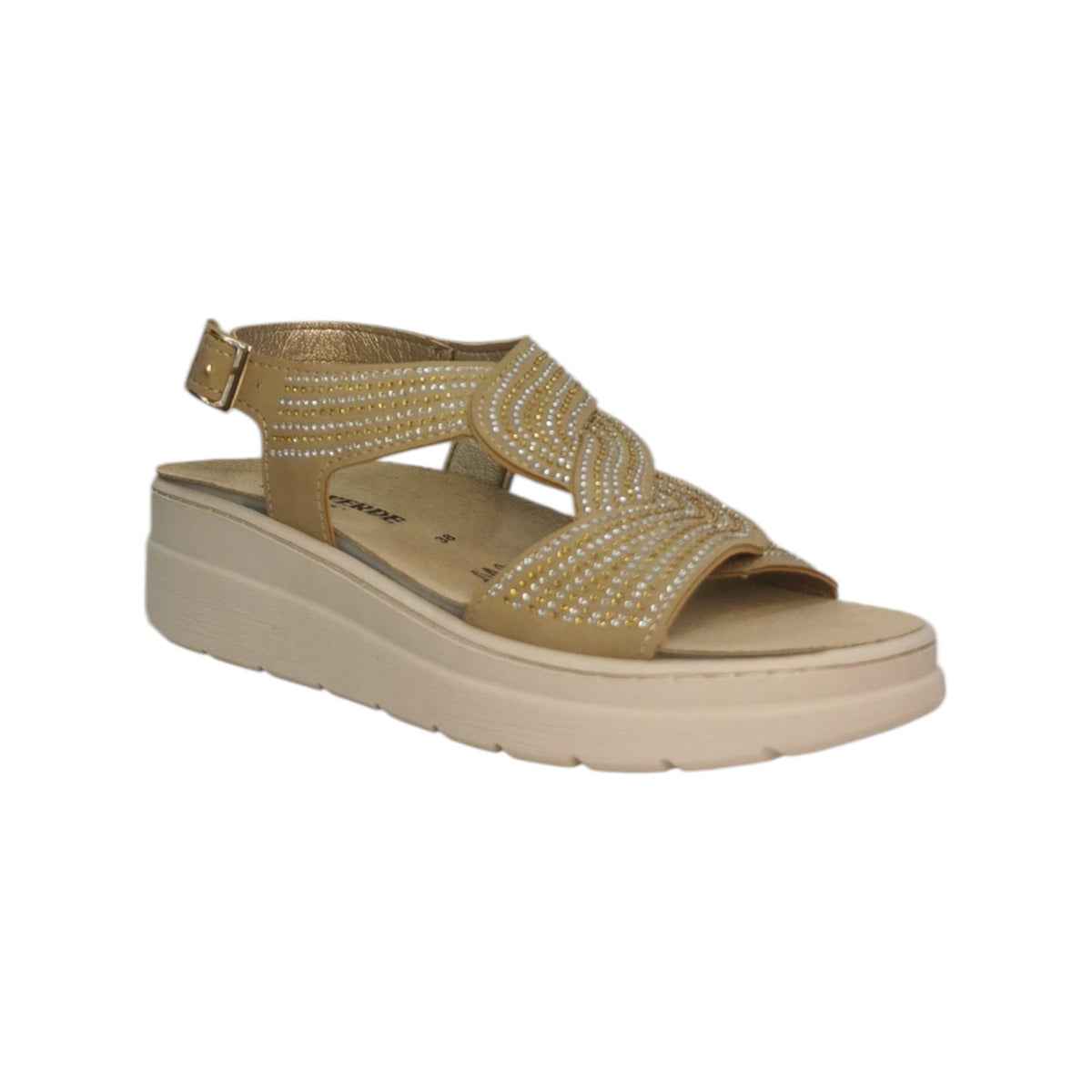 Valleverde Sandalo Beige con Strass da Donna