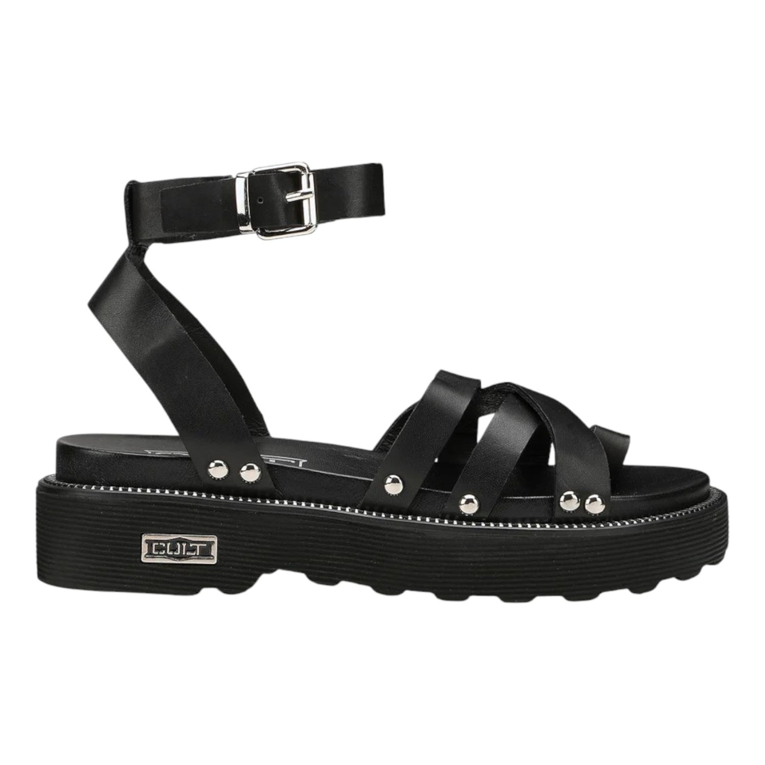 Cult Sandalo Infradito Nero con Borchie da Donna