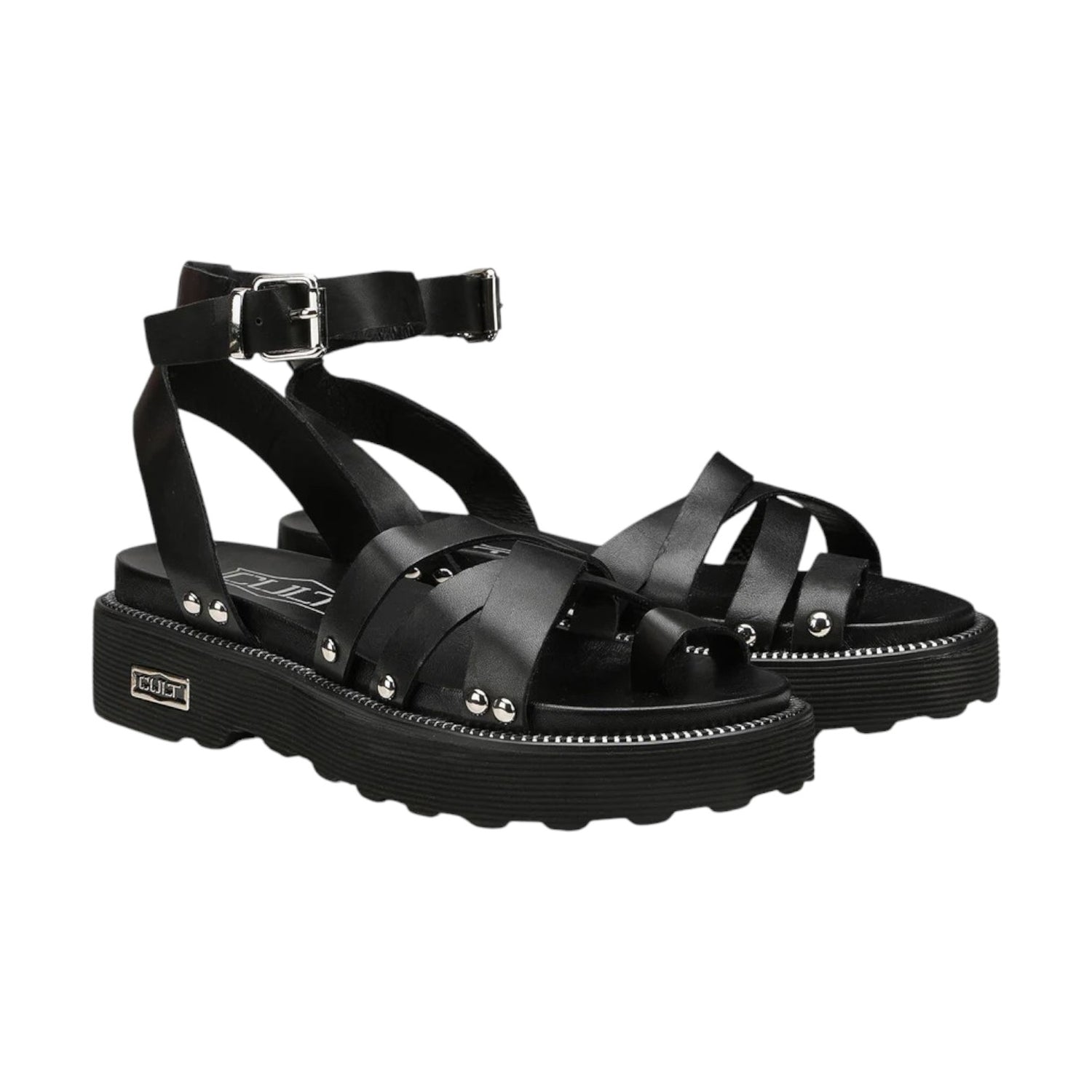 Cult Sandalo Infradito Nero con Borchie da Donna