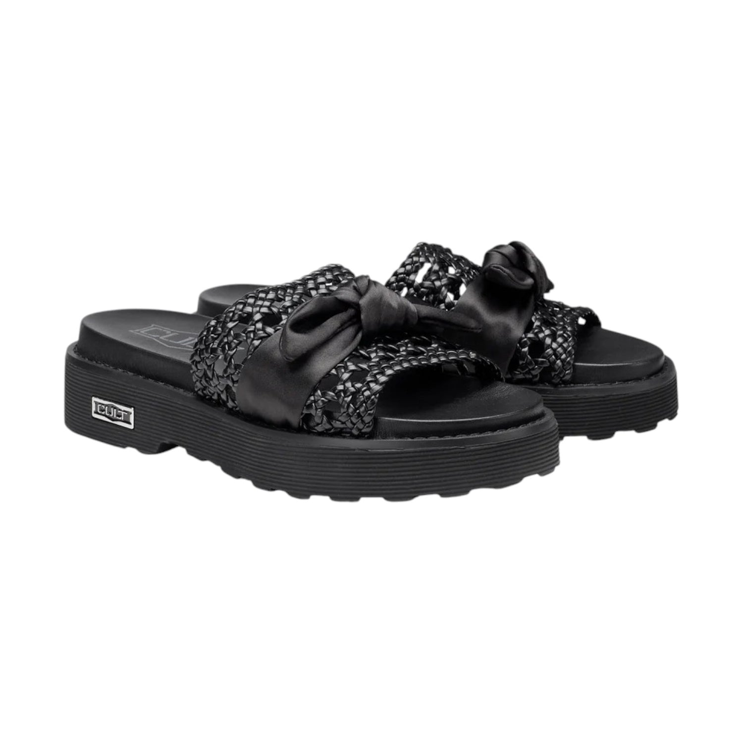 Cult Ciabattina Nera in Pelle Intrecciata da Donna
