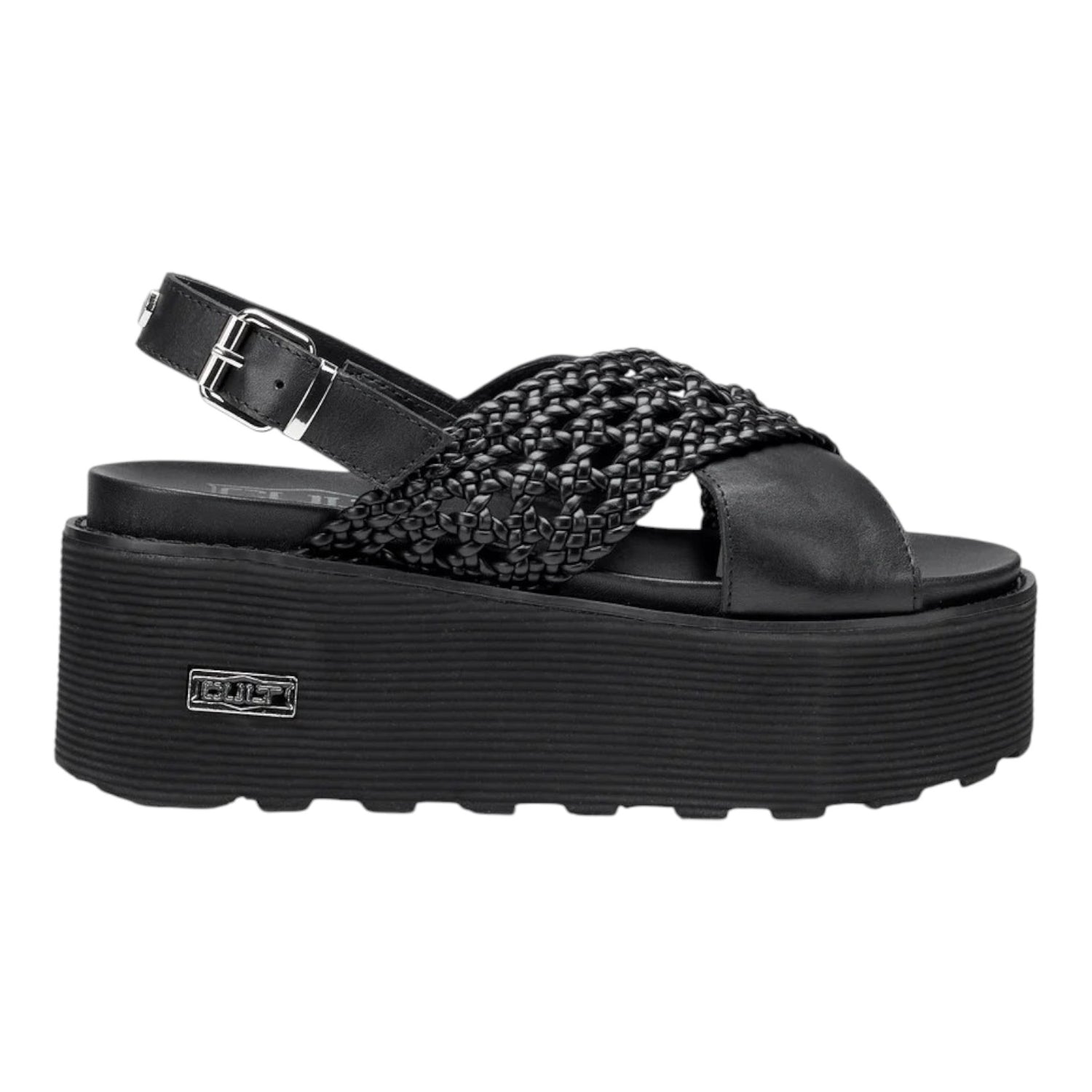 Cult Sandalo Platform Nero con Fasce ad Incrocio da Donna