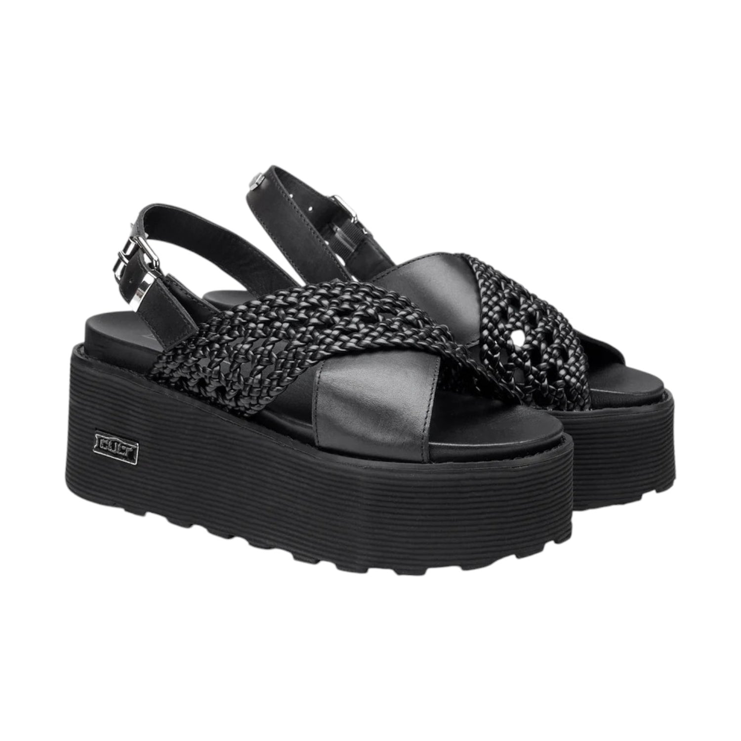 Cult Sandalo Platform Nero con Fasce ad Incrocio da Donna