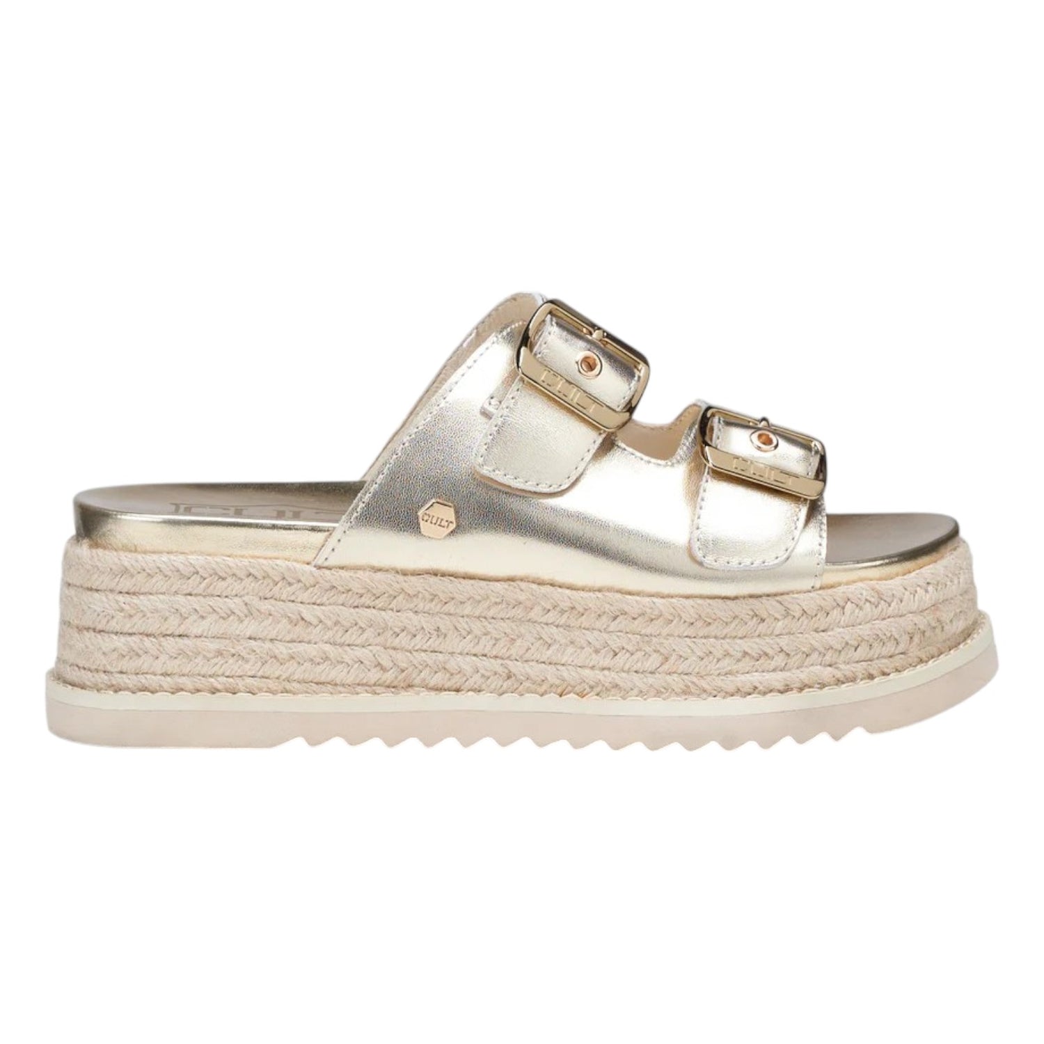 Cult Ciabatta Platino Platform in Raffia da Donna