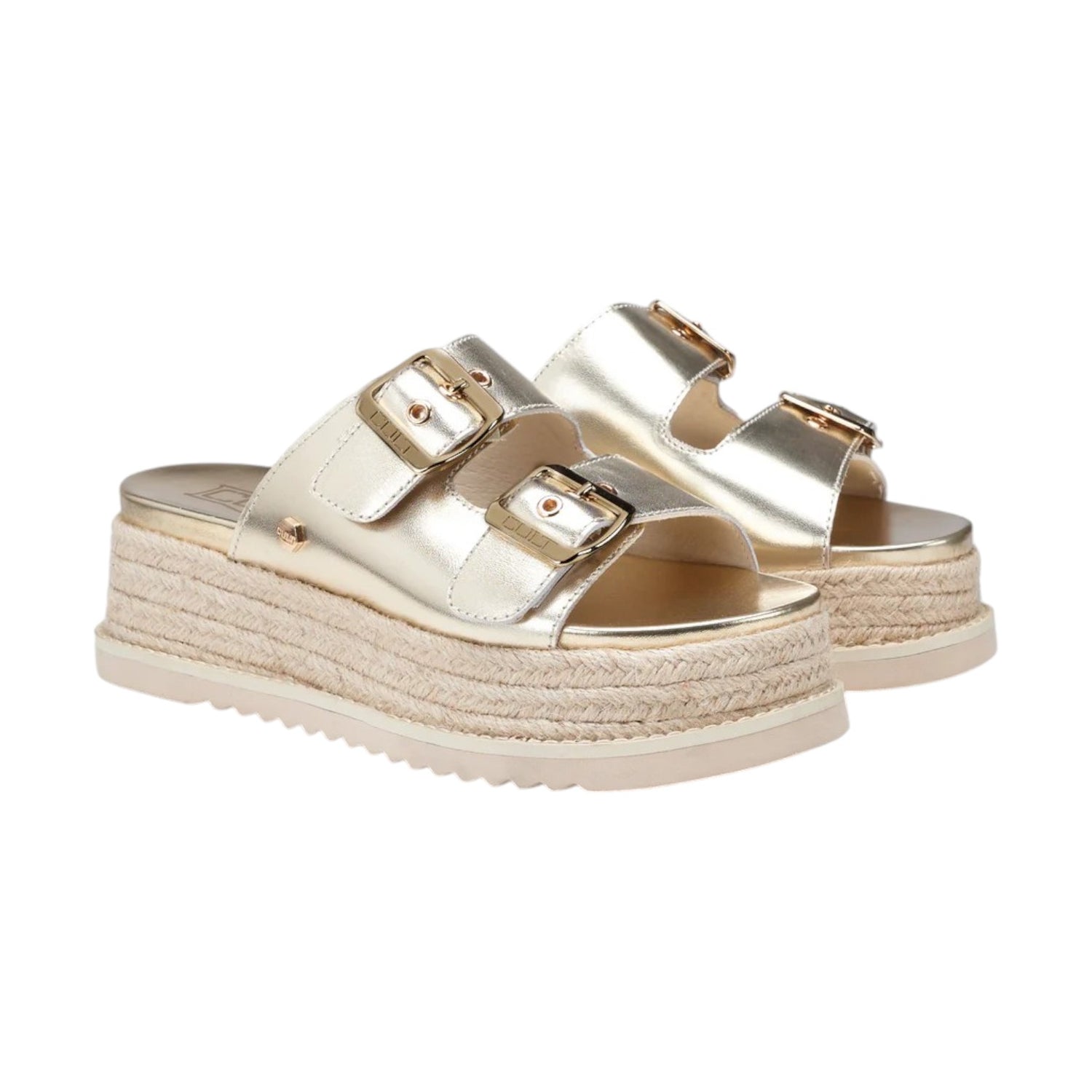 Cult Ciabatta Platino Platform in Raffia da Donna