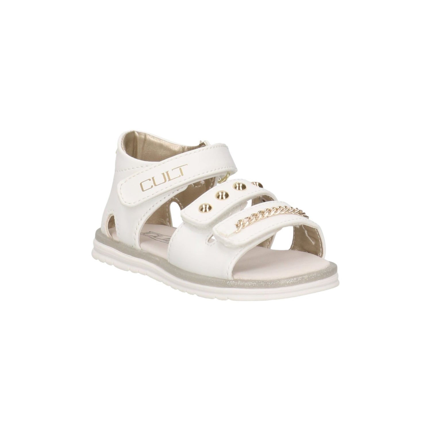 Cult Young Sandalo Bianco con Catenella e Strappo da Bambina