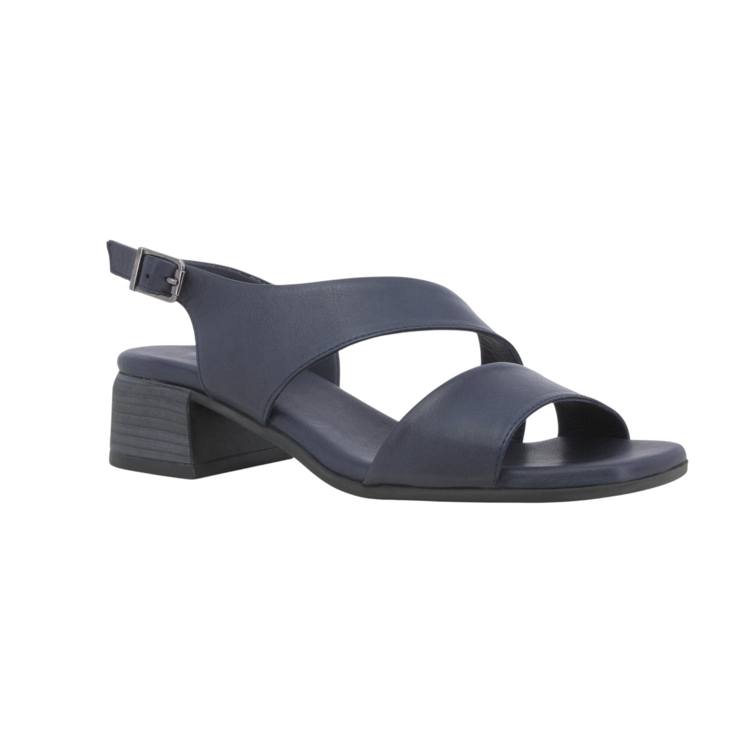 Melluso Sandalo Donna in Pelle Oceano con Tacco Basso 40mm Effetto Legno