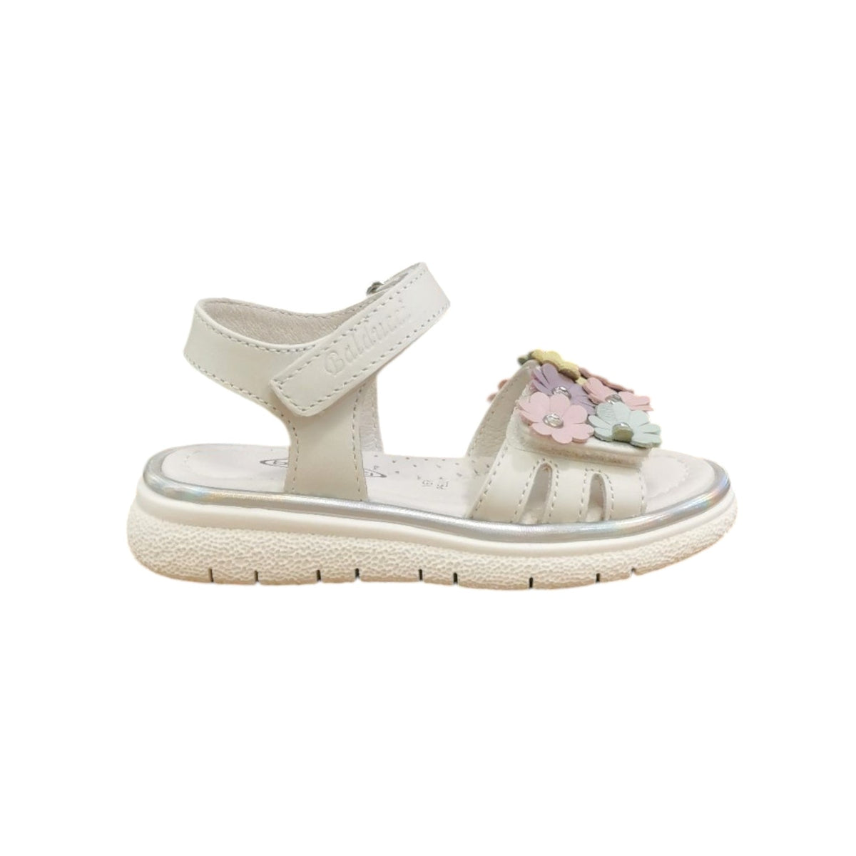 Balducci Sandalo Bianco Con Fiori Multicolor da Bambina