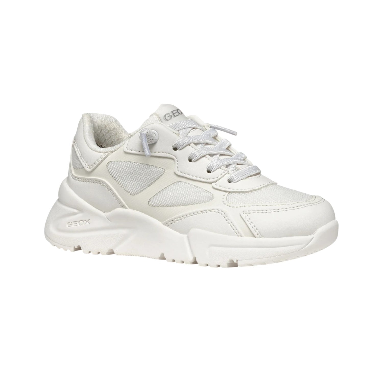 Geox Sneakers Bianca in Ecopelle e Tessuto da Bambina