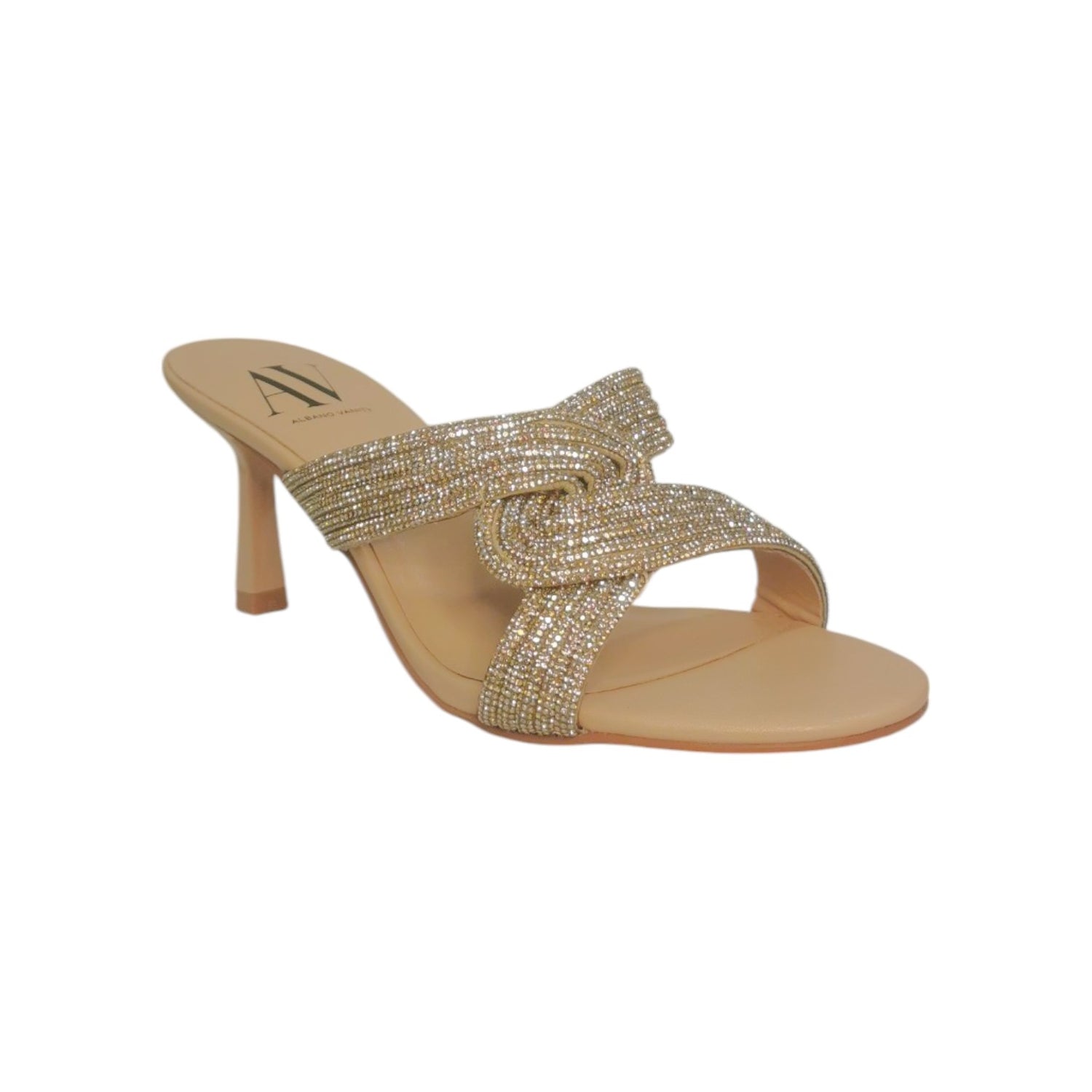 Albano Vanity Scalzato con tacco 70mm Donna Colore Nudo e Strass Oro