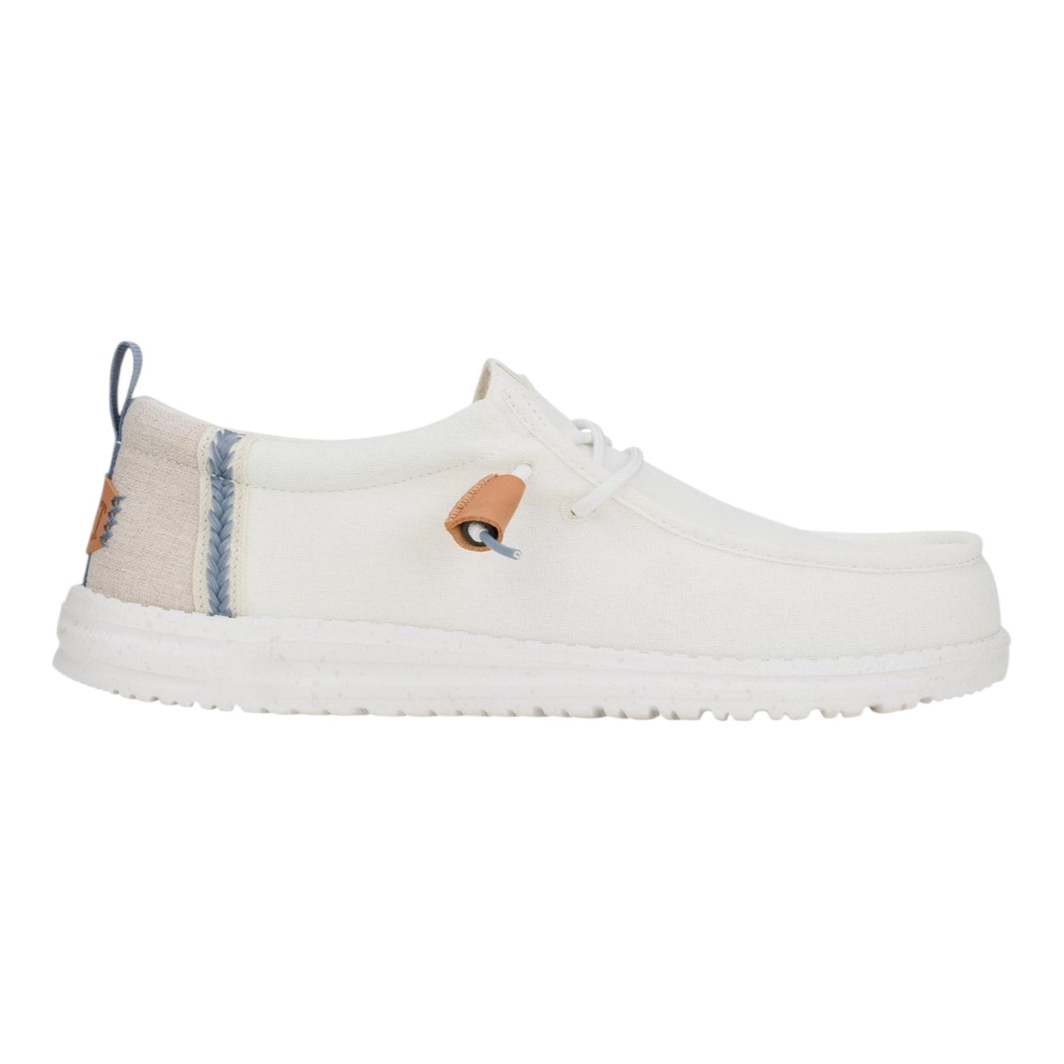 Hey Dude Wally Craft Linen Slip On Uomo in Tessuto Bianco Grigio