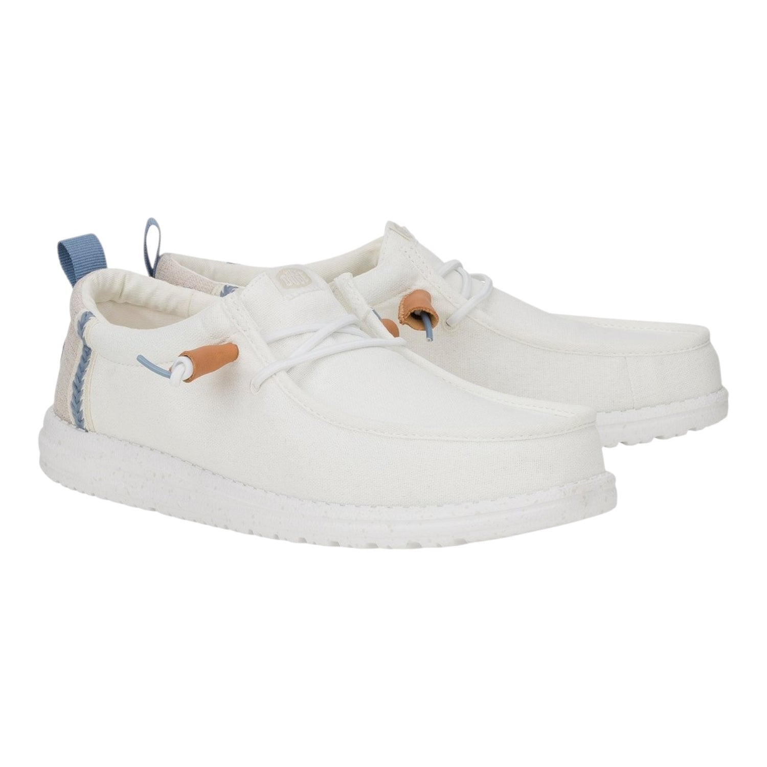Hey Dude Wally Craft Linen Slip On Uomo in Tessuto Bianco Grigio