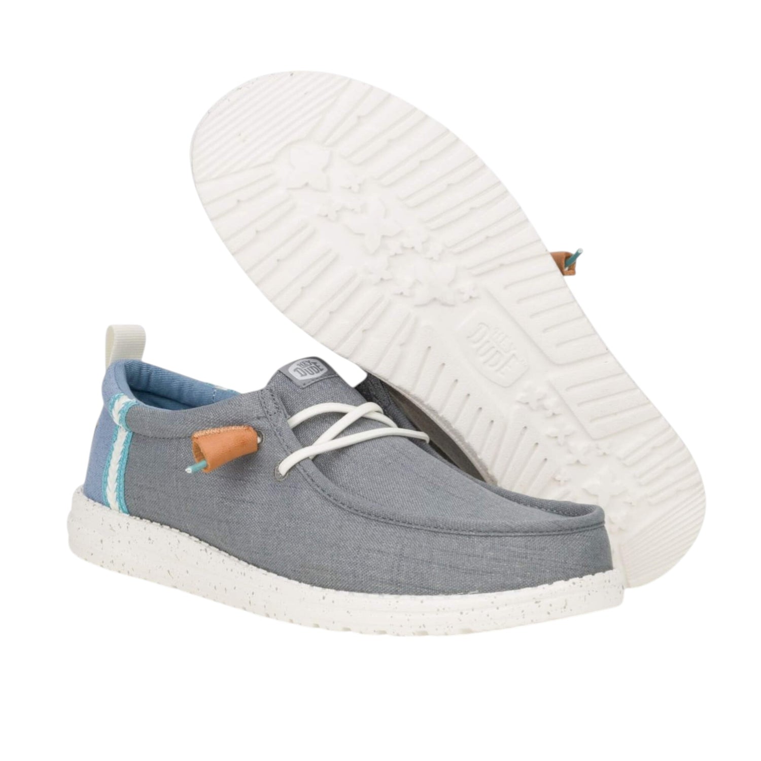 Hey Dude Wally Craft Linen Slip On Uomo in Tessuto Grigio Denim