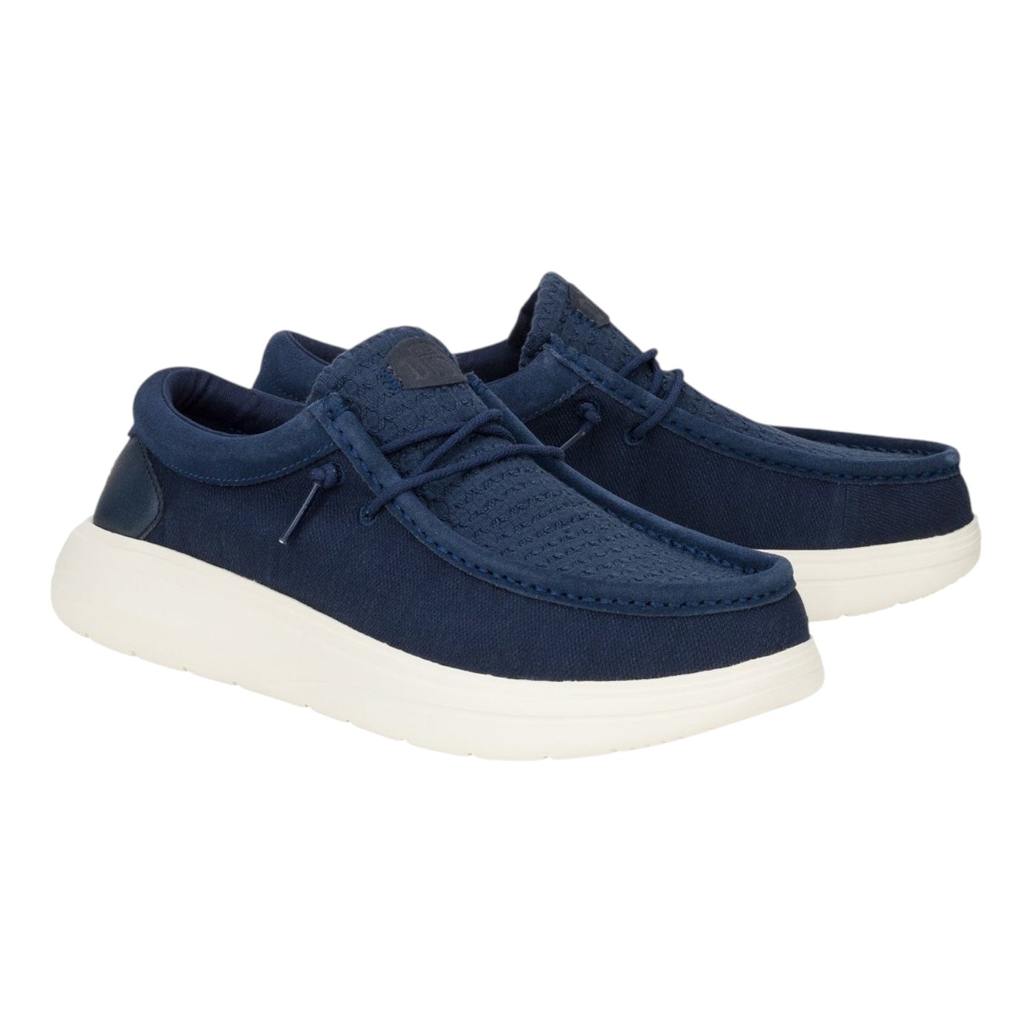 Hey Dude Wally Comf Woven Slip On Uomo in Tessuto Blu con Fondo Bianco