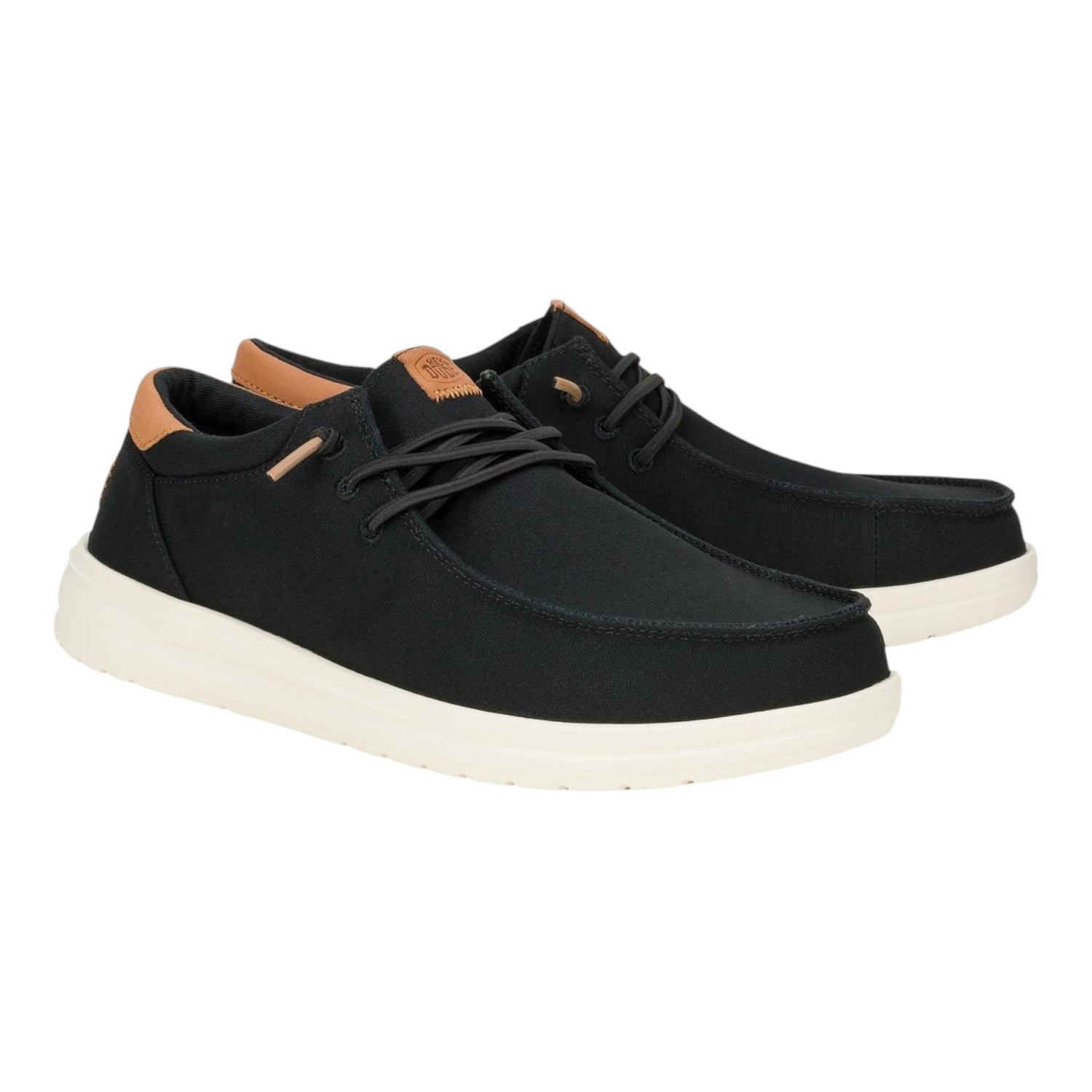 Hey Dude Paul Canvas Slip On Uomo in Tessuto Nero con Fondo Bianco