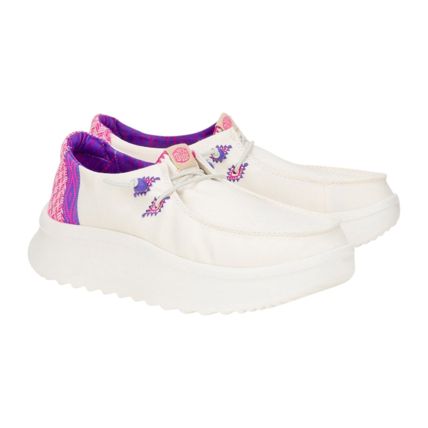 Hey Dude Peak Chambray Woven Slip On Donna in Tessuto Bianco Rosa