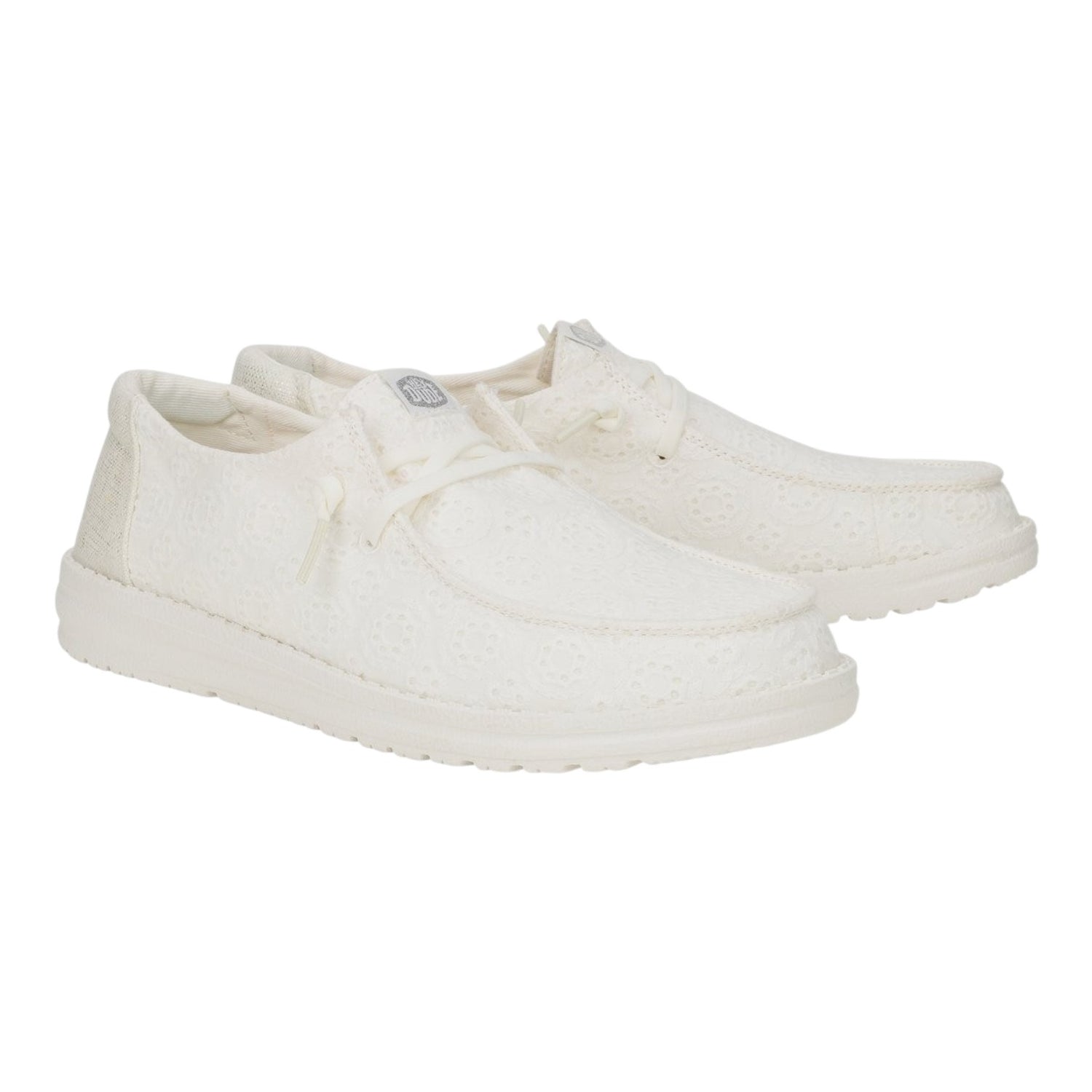 Hey Dude Wendy Eyelet Lace Slip On Donna in Tessuto Traforato Bianco
