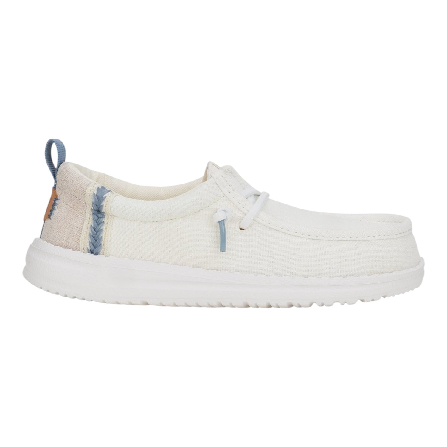 Hey Dude Wally Y Craft Linen Slip On Bambino in Tessuto Bianco