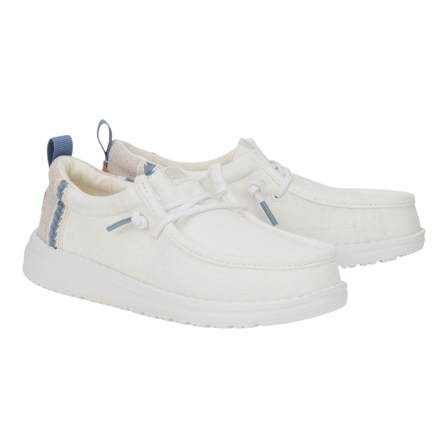 Hey Dude Wally Y Craft Linen Slip On Bambino in Tessuto Bianco