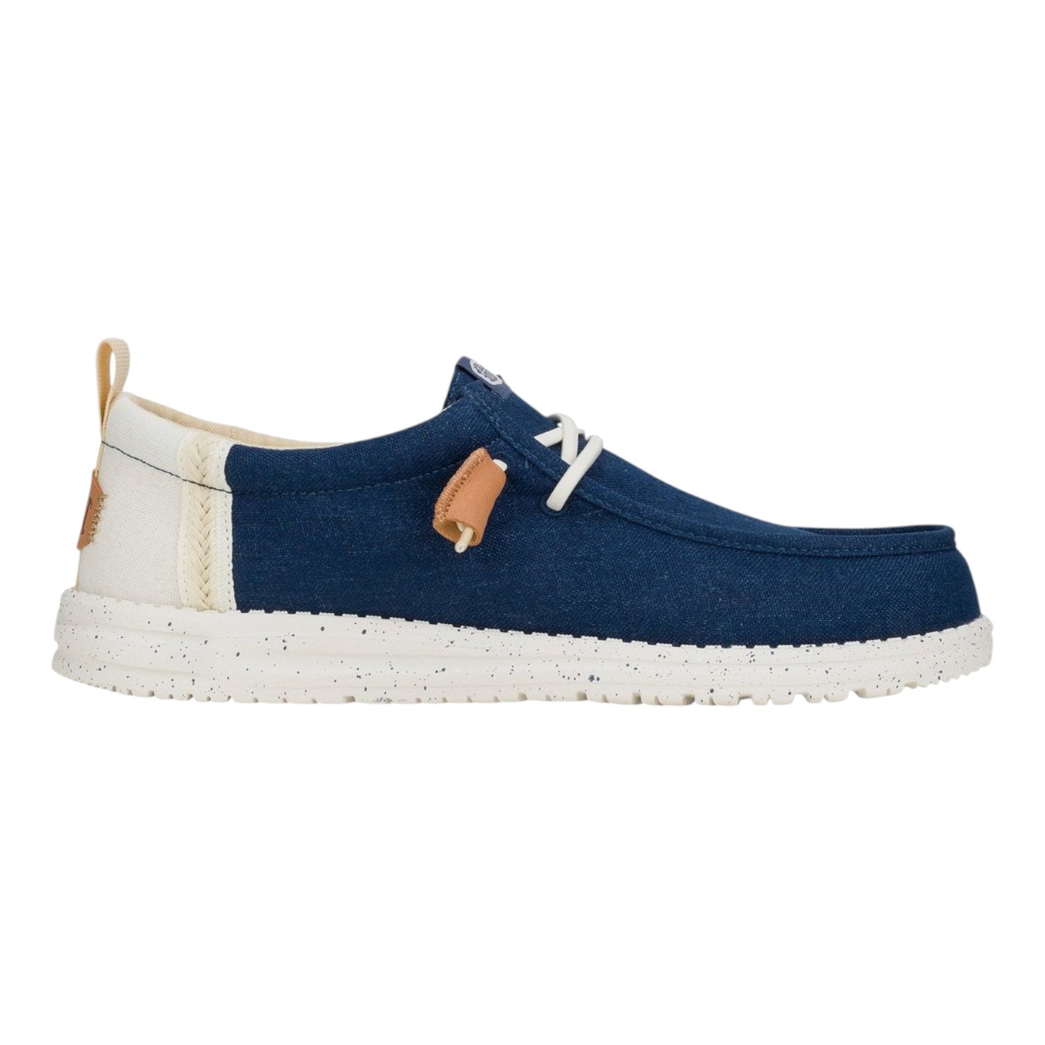 Hey Dude Wally Y Craft Linen Slip On Bambino in Tessuto Blu Bianco
