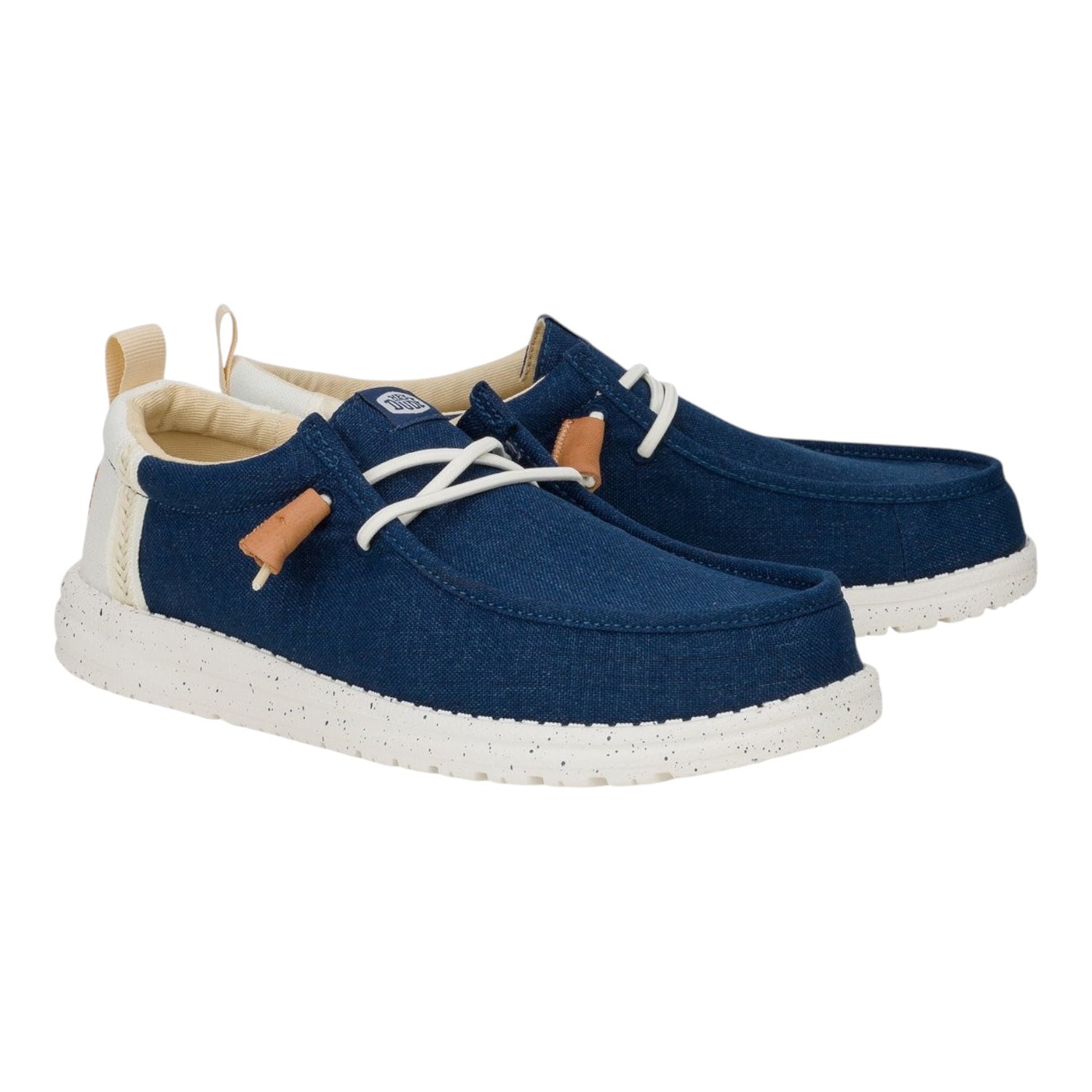Hey Dude Wally Y Craft Linen Slip On Bambino in Tessuto Blu Bianco