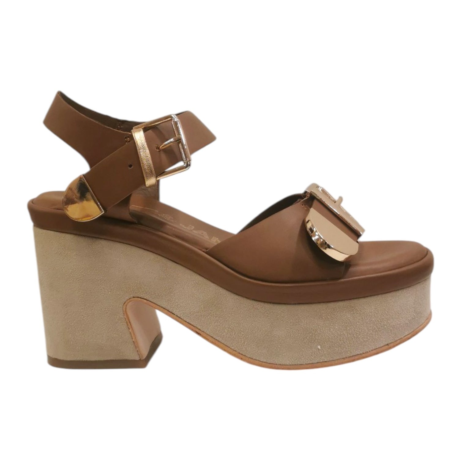 Janet&Janet Sandalo Cuoio con Plateau t.9 da Donna