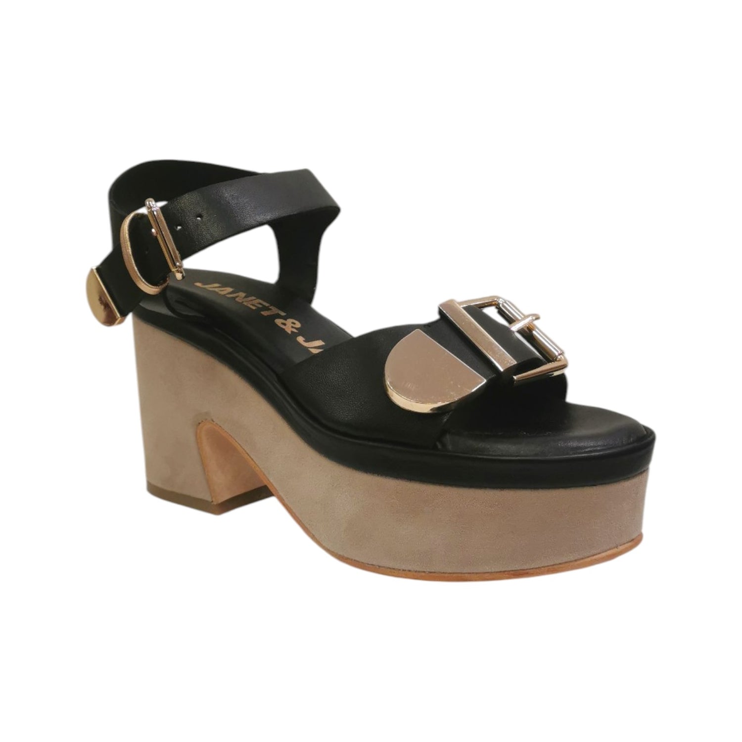 Janet&Janet Sandalo Nero con Plateau t.9 da Donna