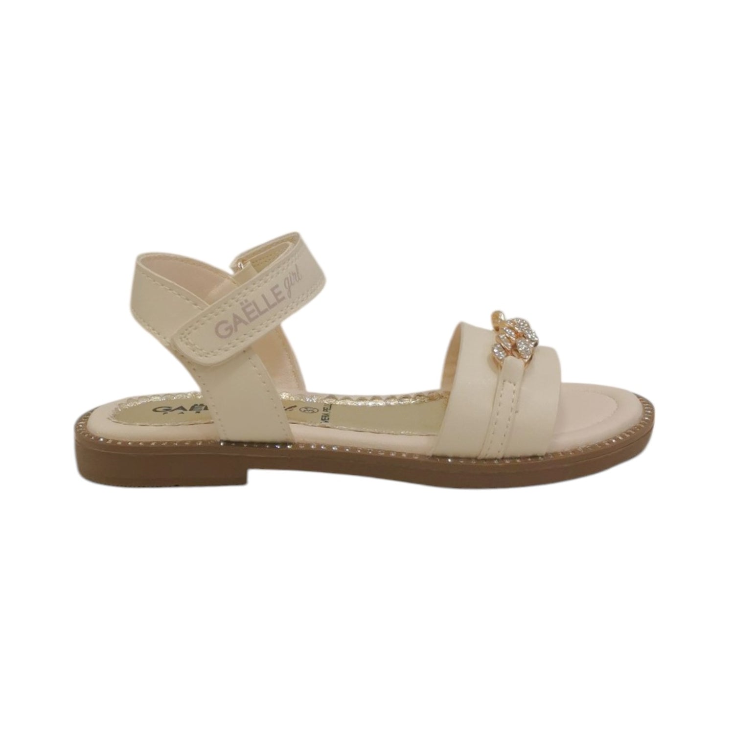 Gaelle Sandalo Bambina in Ecopelle Beige con Catena
