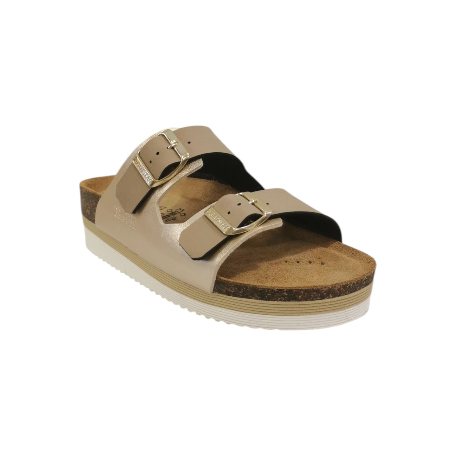 GoldStar Ciabatta Platino Platform con Doppia Fibbia da Donna