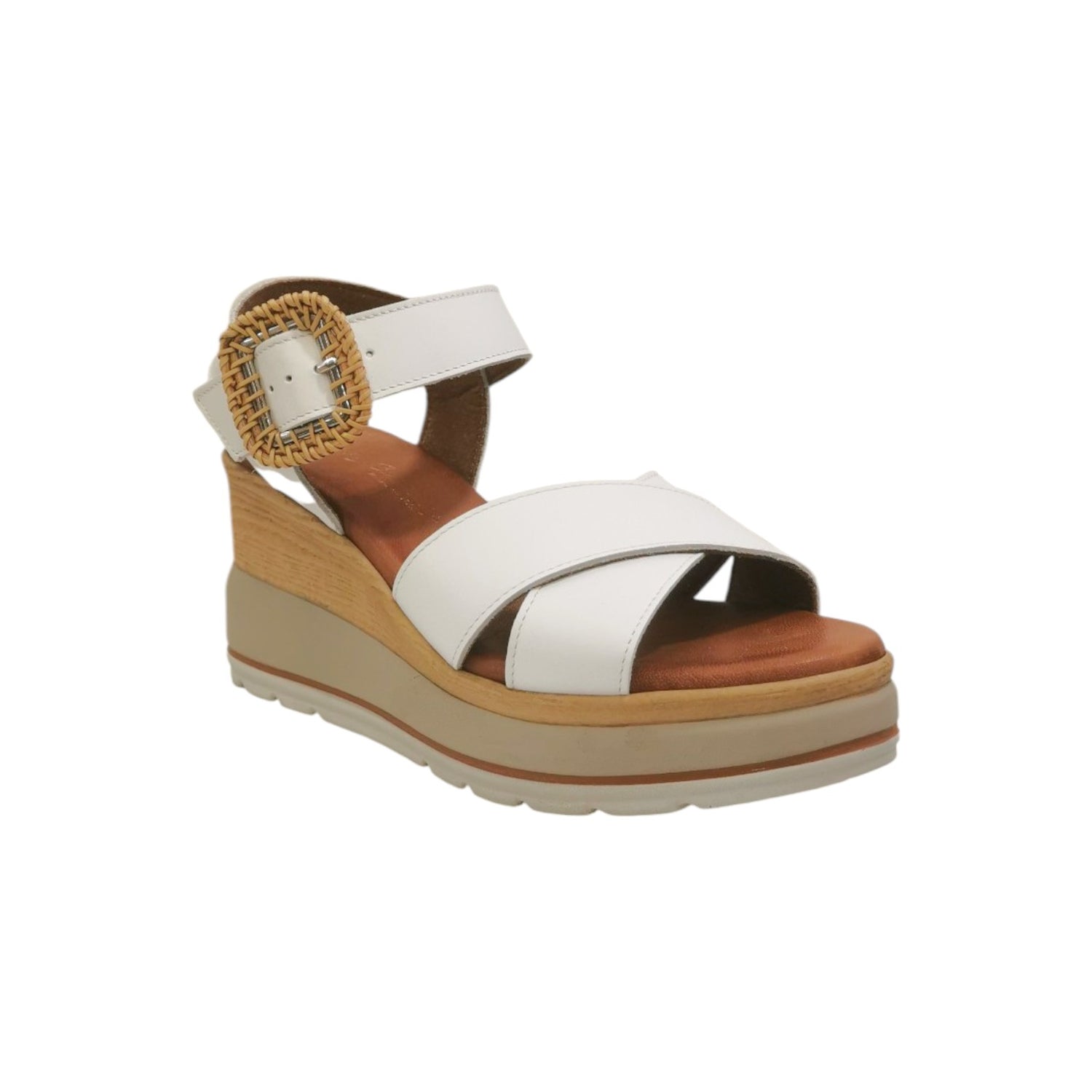 Laura Bizzarri Sandalo Bianco con Zeppa e Fibbia da Donna