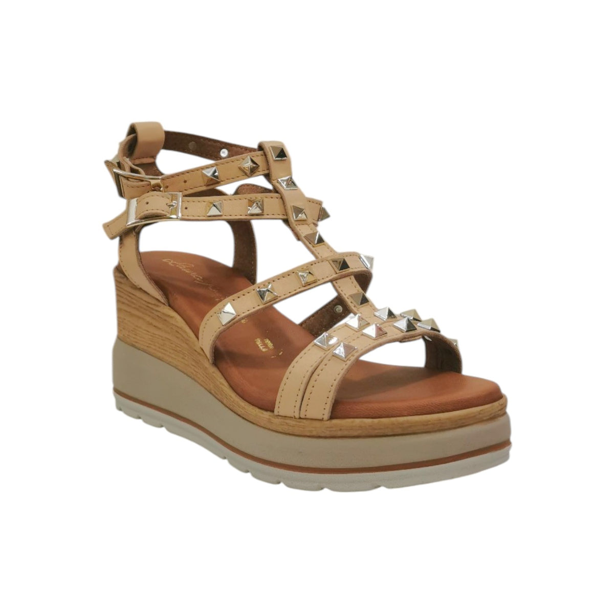Laura Bizzarri Sandalo Beige con Zeppa e Borchiette da Donna