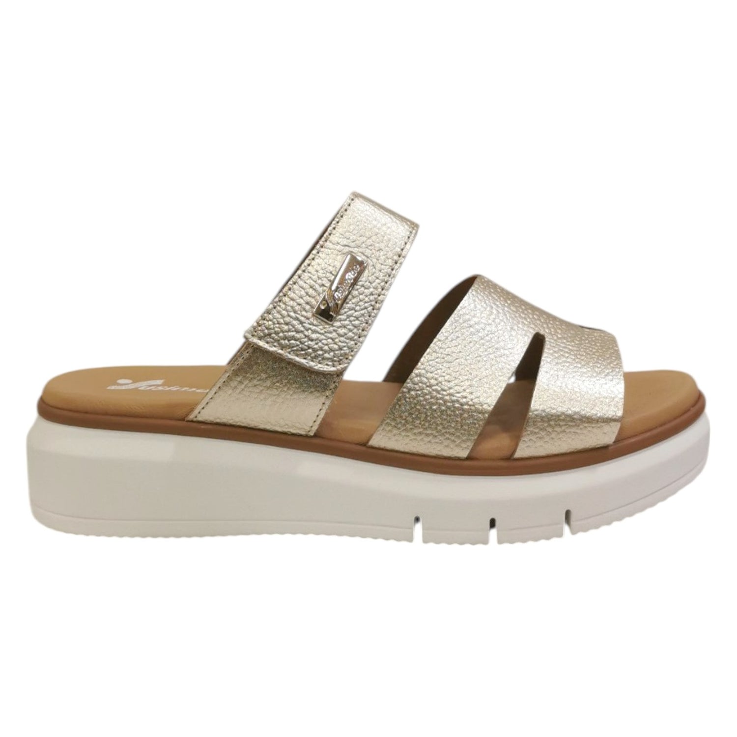 Susimoda Ciabatta Platino Laminato con Zeppa da Donna