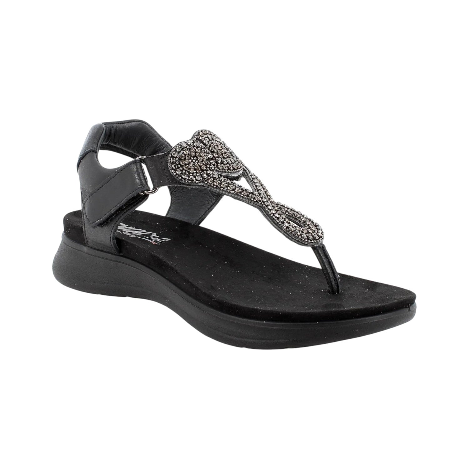 Enval Soft Infradito Nero con Strass da Donna
