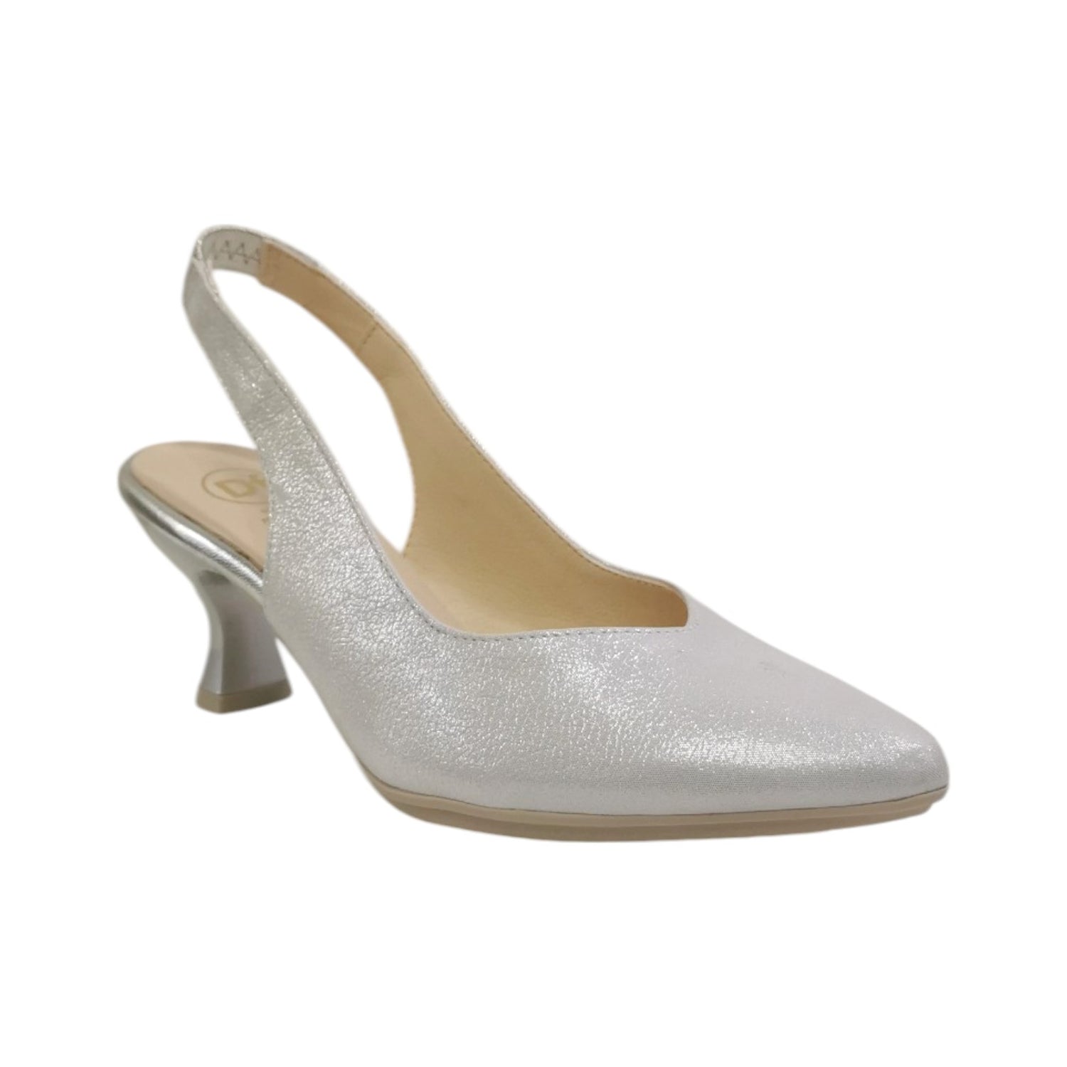 Descanflex Chanelle Donna in Pelle Bianca con Dettagli Argento con Tacco di 6,5cm