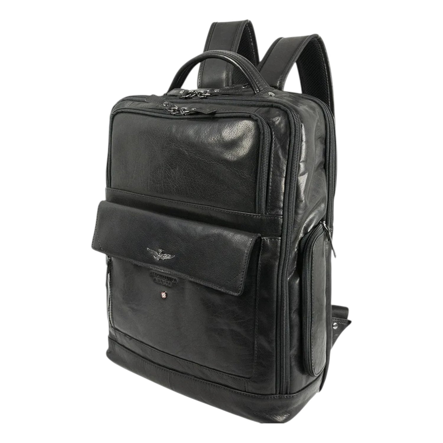 Aeronautica Militare Zaino Nero Linea Vintage in Pelle da Uomo