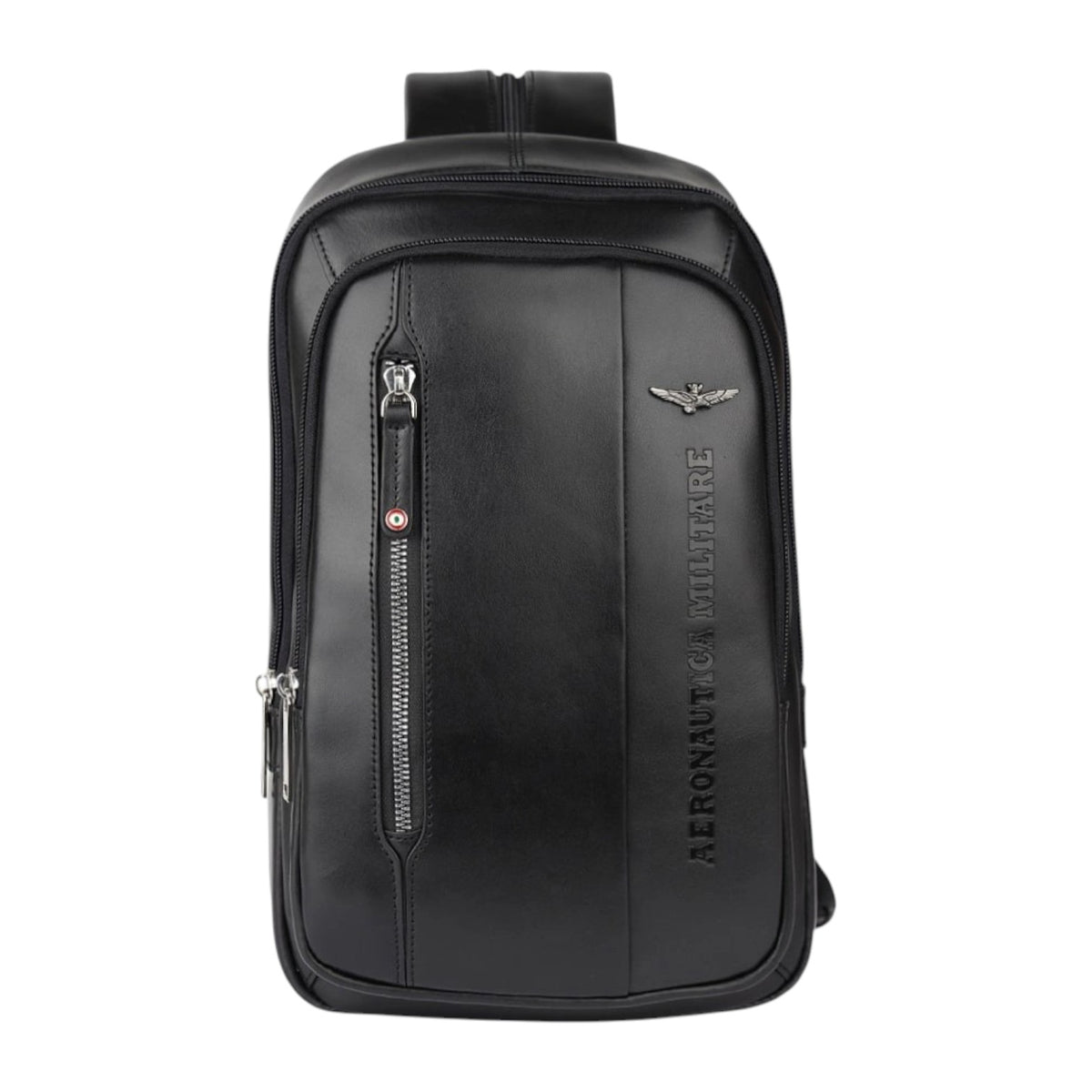 Aeronautica Militare Monospalla Nero Linea Thunder in Pelle da Uomo