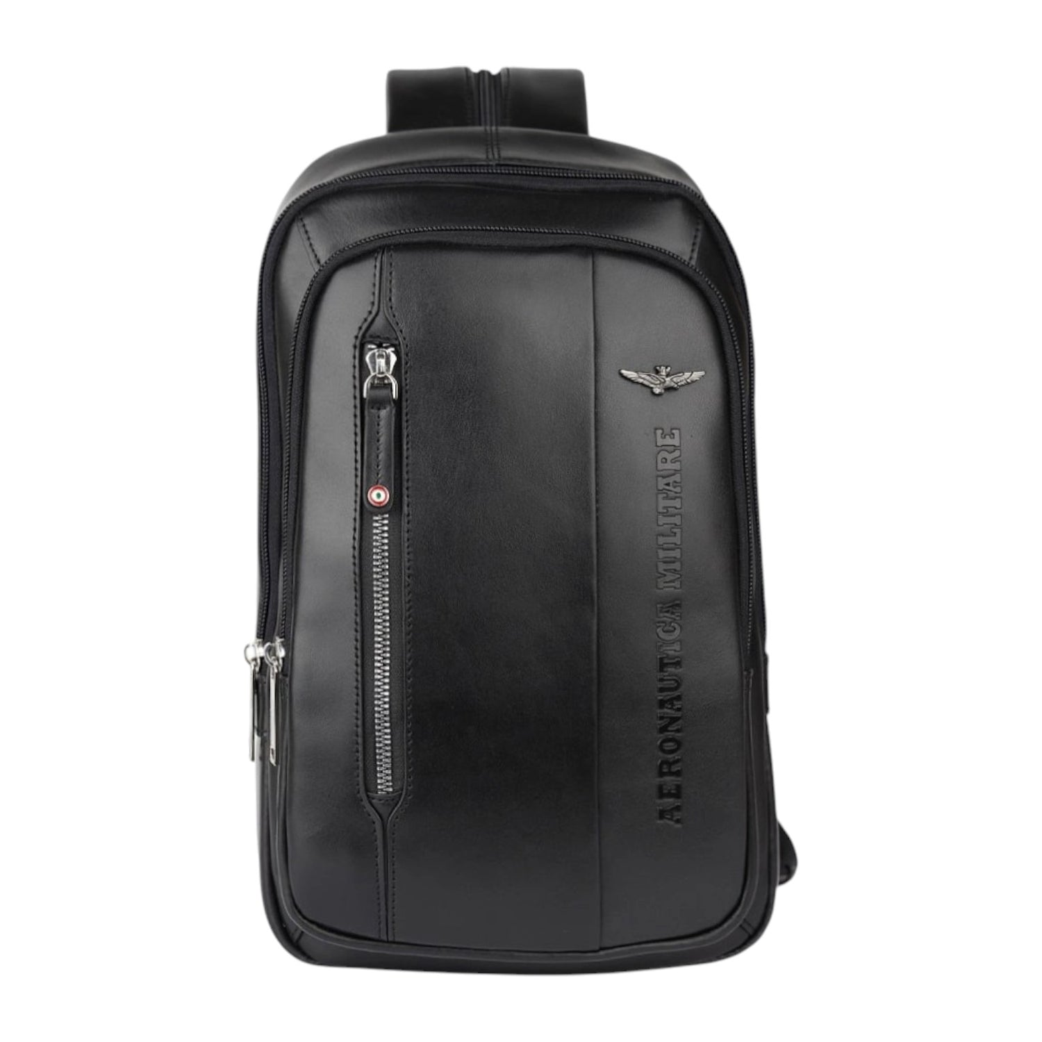 Aeronautica Militare Monospalla Nero Linea Thunder in Pelle da Uomo