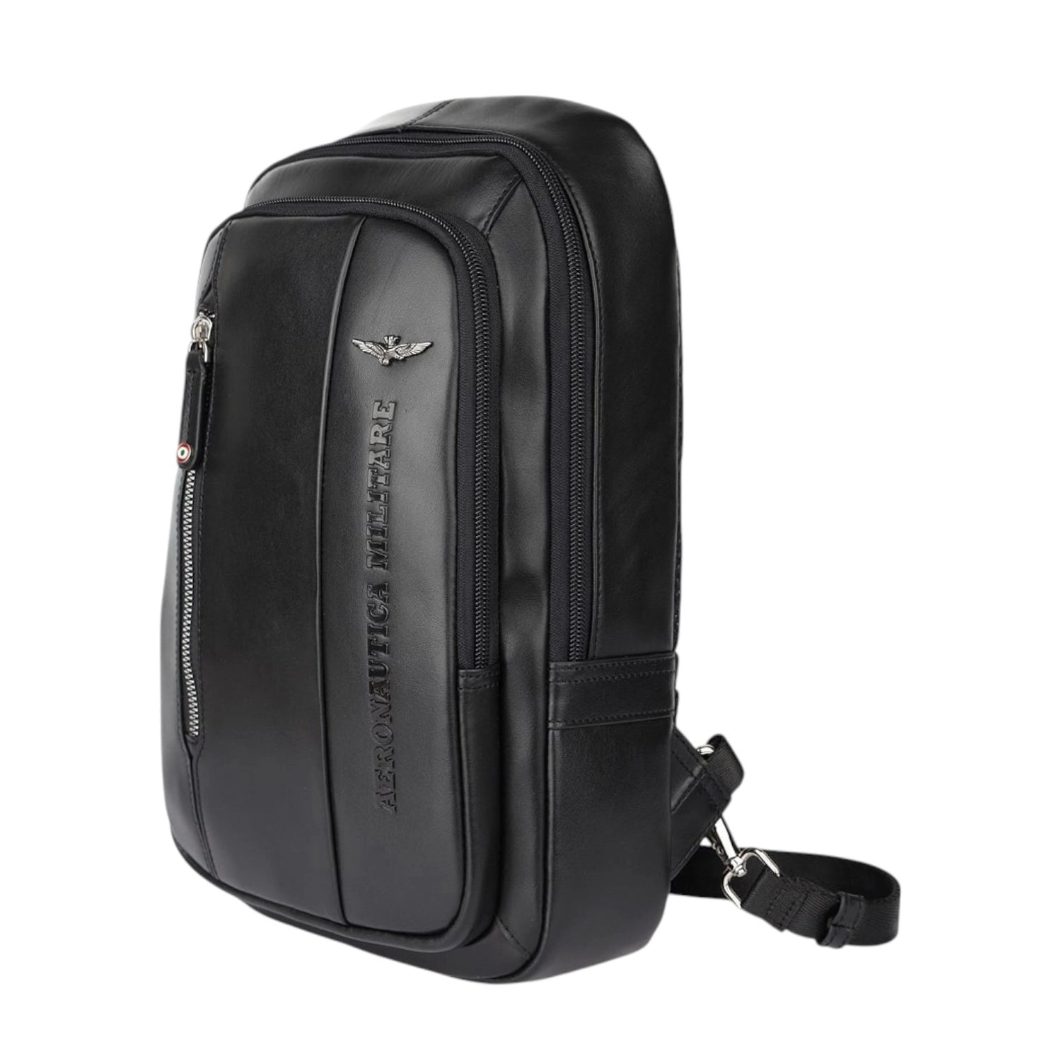 Aeronautica Militare Monospalla Nero Linea Thunder in Pelle da Uomo