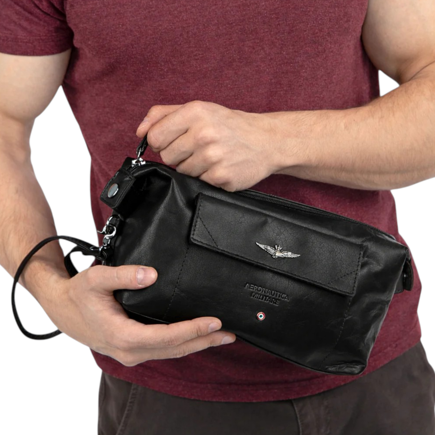 Aeronautica Militare Pochette Uomo Nera Linea Vintage