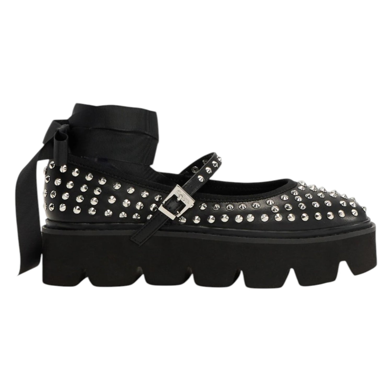 Buffalo Darya Mary Stud Ballerina Nera Platform con Borchie da Donna