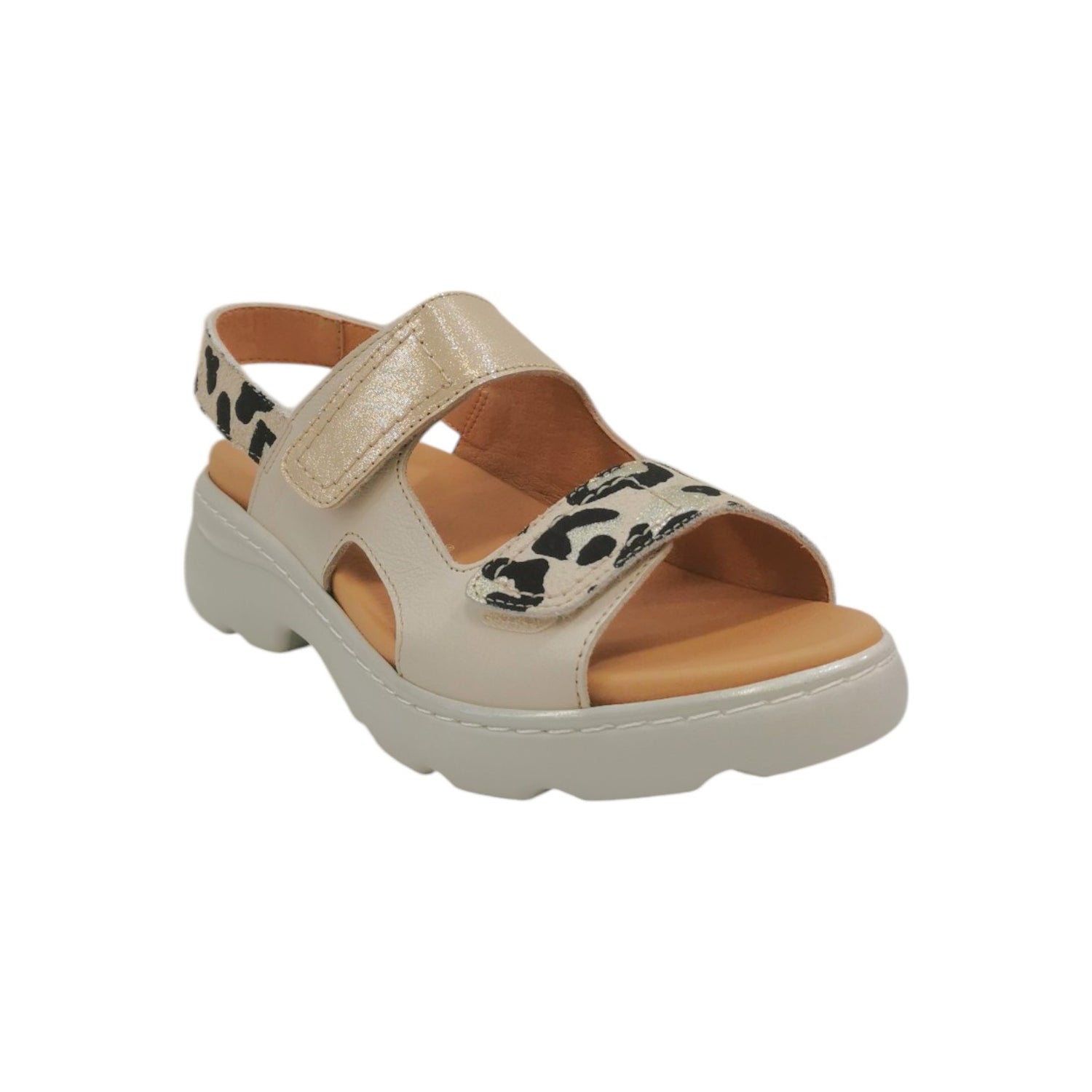 Descanflex Sandalo Donna in Pelle Panna con Stampa Leopardata