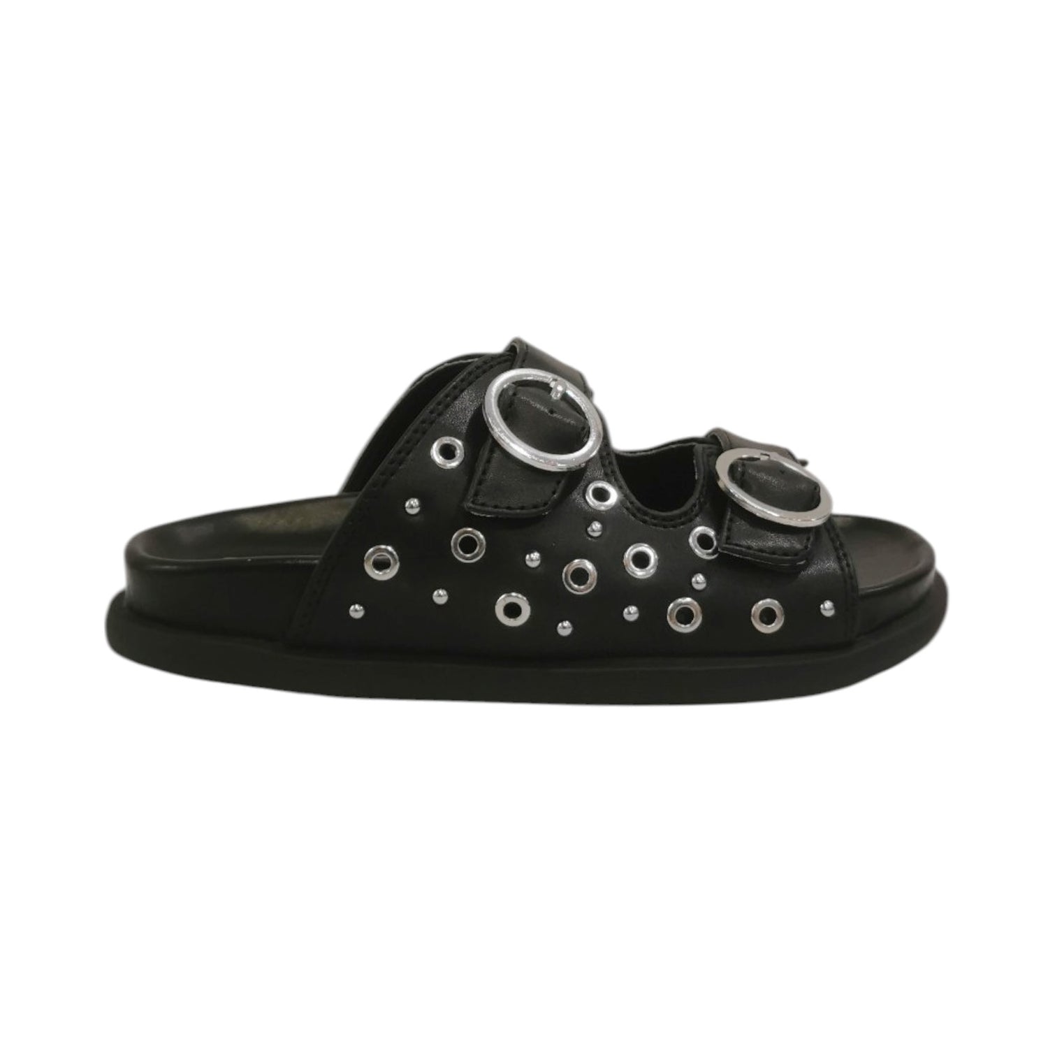 Cult Young Ciabattina Nera con Borchie e Fibbie da Bambina