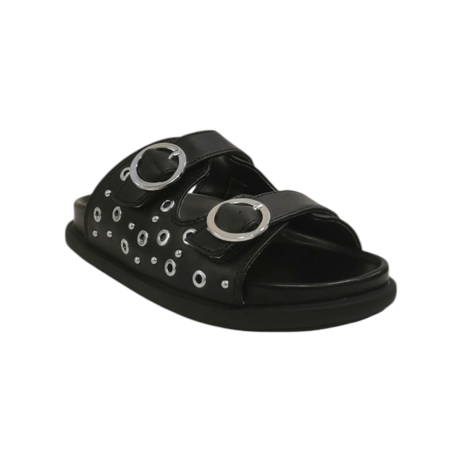 Cult Young Ciabattina Nera con Borchie e Fibbie da Bambina