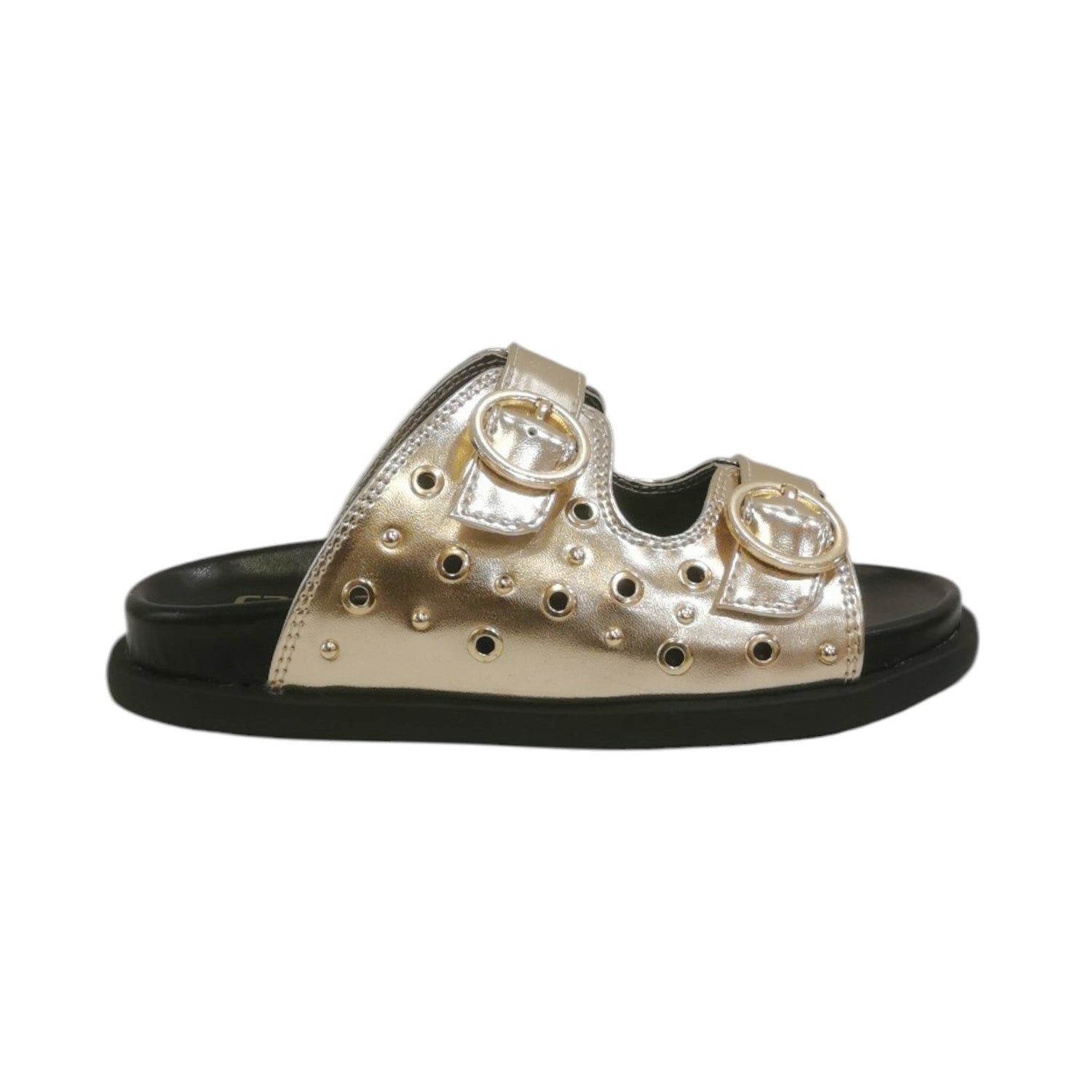 Cult Young Ciabattina Oro con Borchie e Fibbie da Bambina