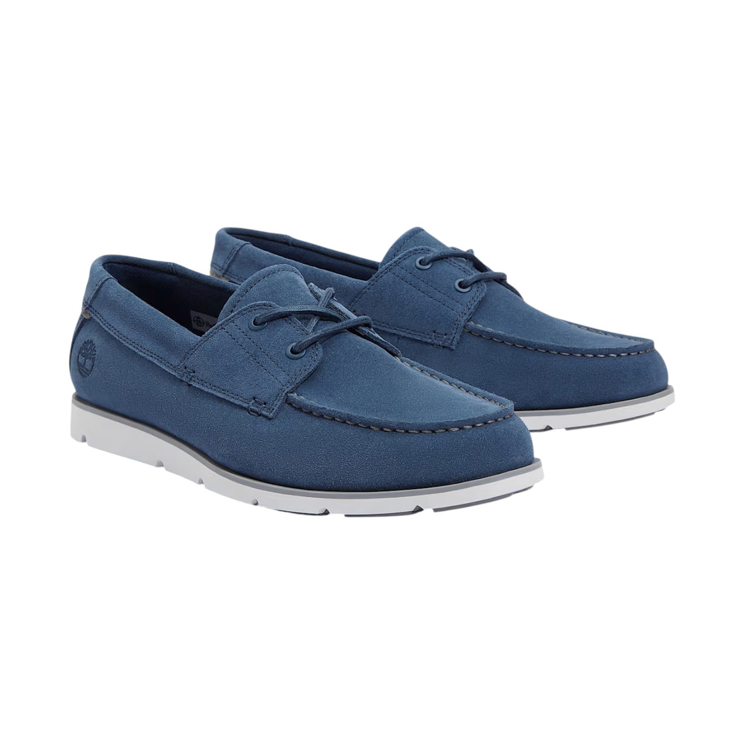 Timberland Stringata Stile Barca Uomo in Camoscio Blu con Cuciture