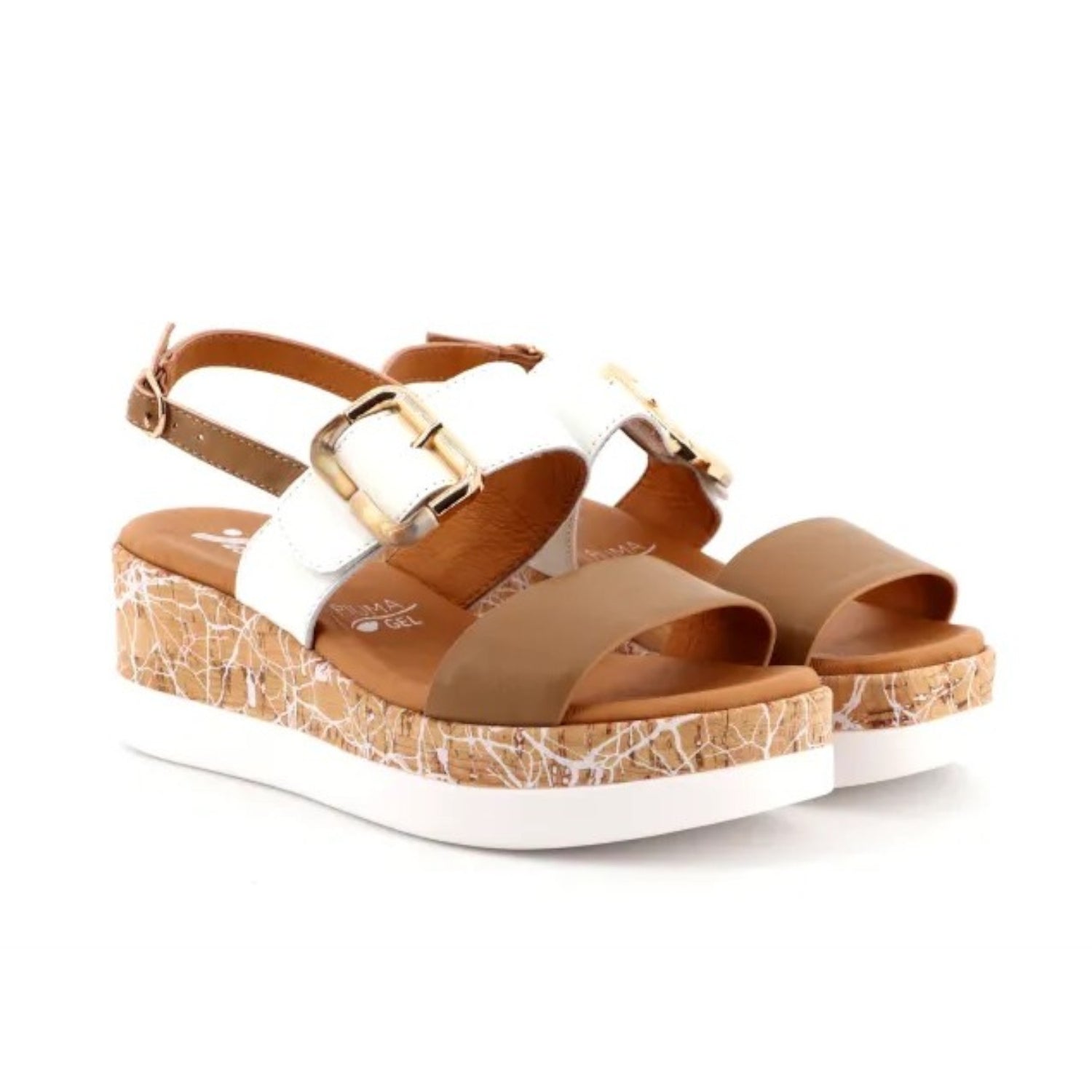 Susimoda Sandalo Bianco Cuoio con Zeppa da Donna