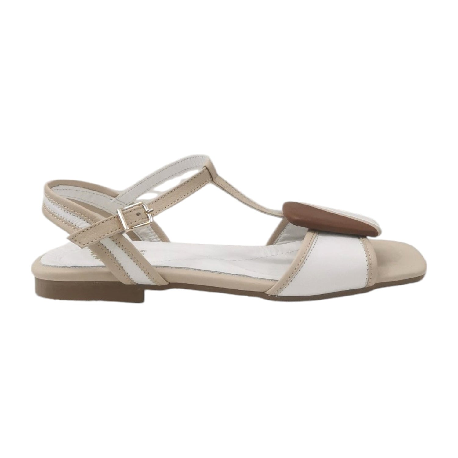 Scarpeborseonline Sandalo Bianco Beige in Pelle da Donna