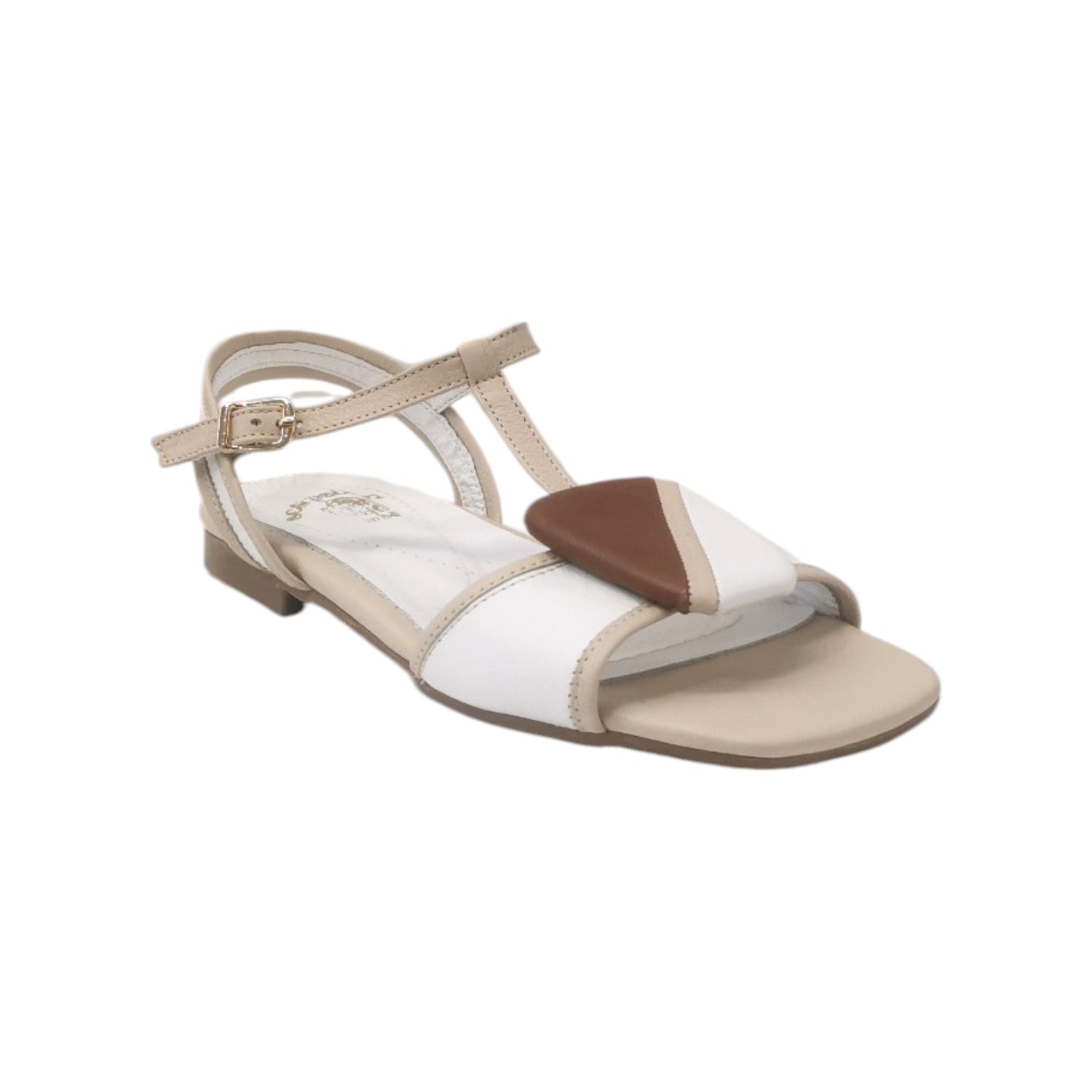 Scarpeborseonline Sandalo Bianco Beige in Pelle da Donna