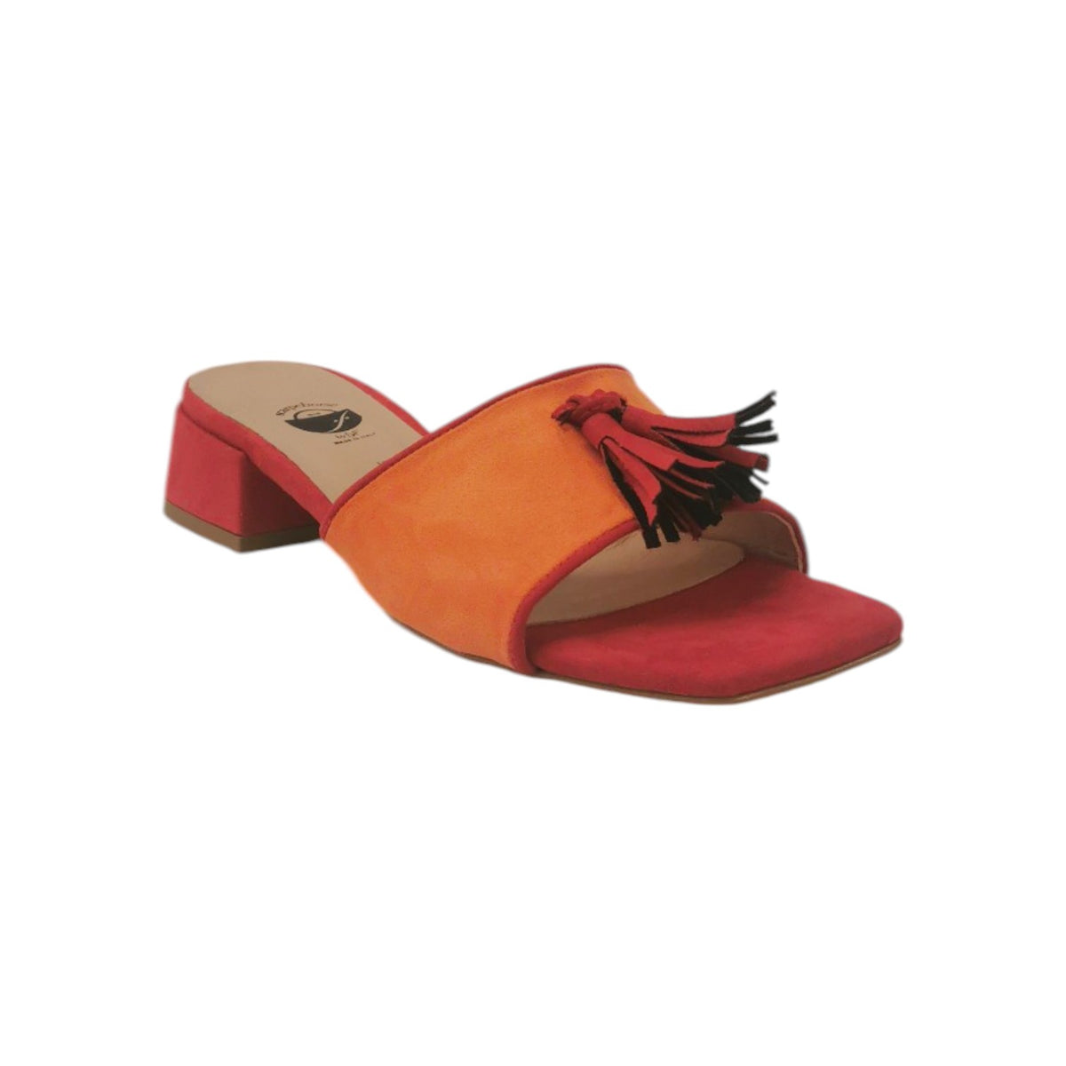 Scarpeborseonline Scalzato Arancio Rosso con Nappina t.4 da Donna