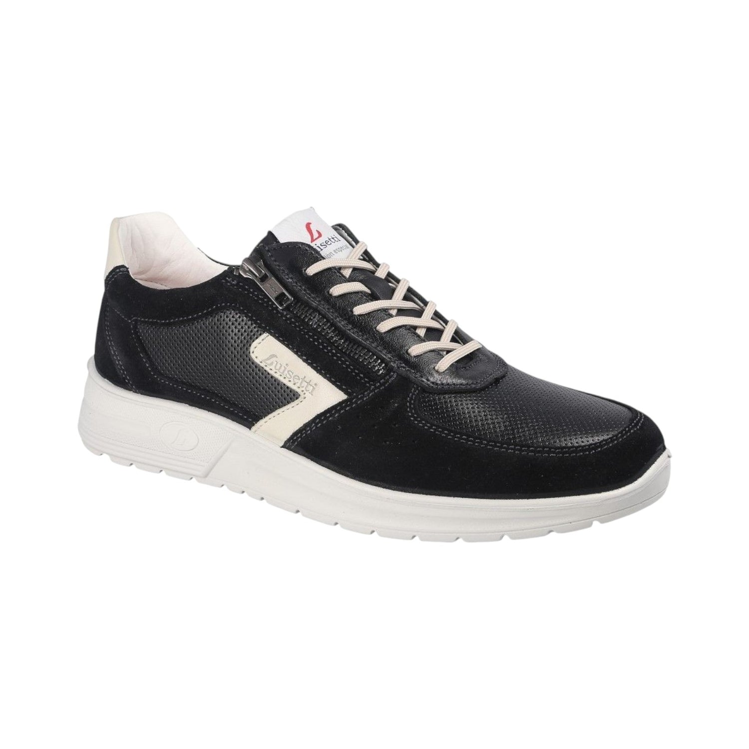 Luisetti Sneakers Uomo in Pelle e Camoscio Blu con Lacci e Cerniera