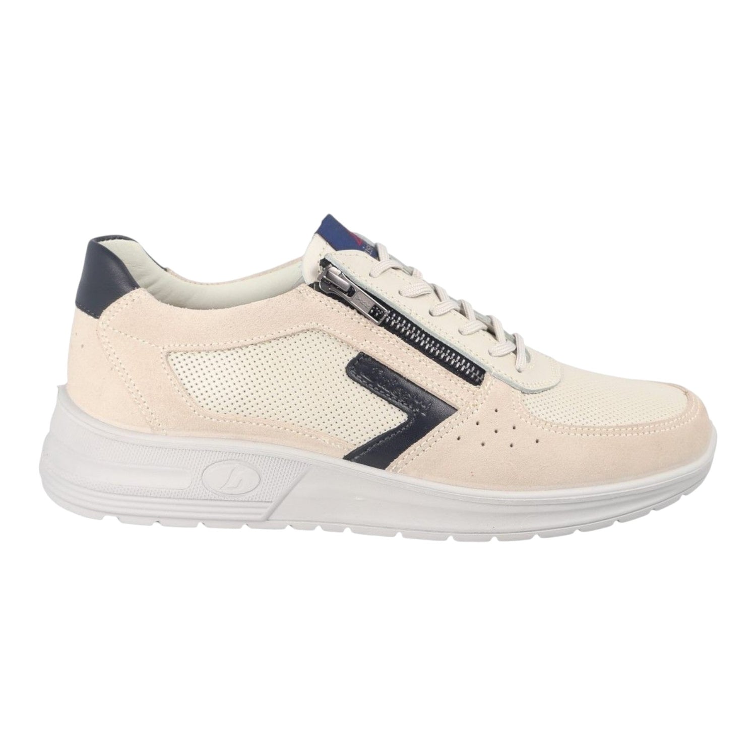 Luisetti Sneakers Uomo in Pelle e Camoscio Crema con Lacci e Cerniera